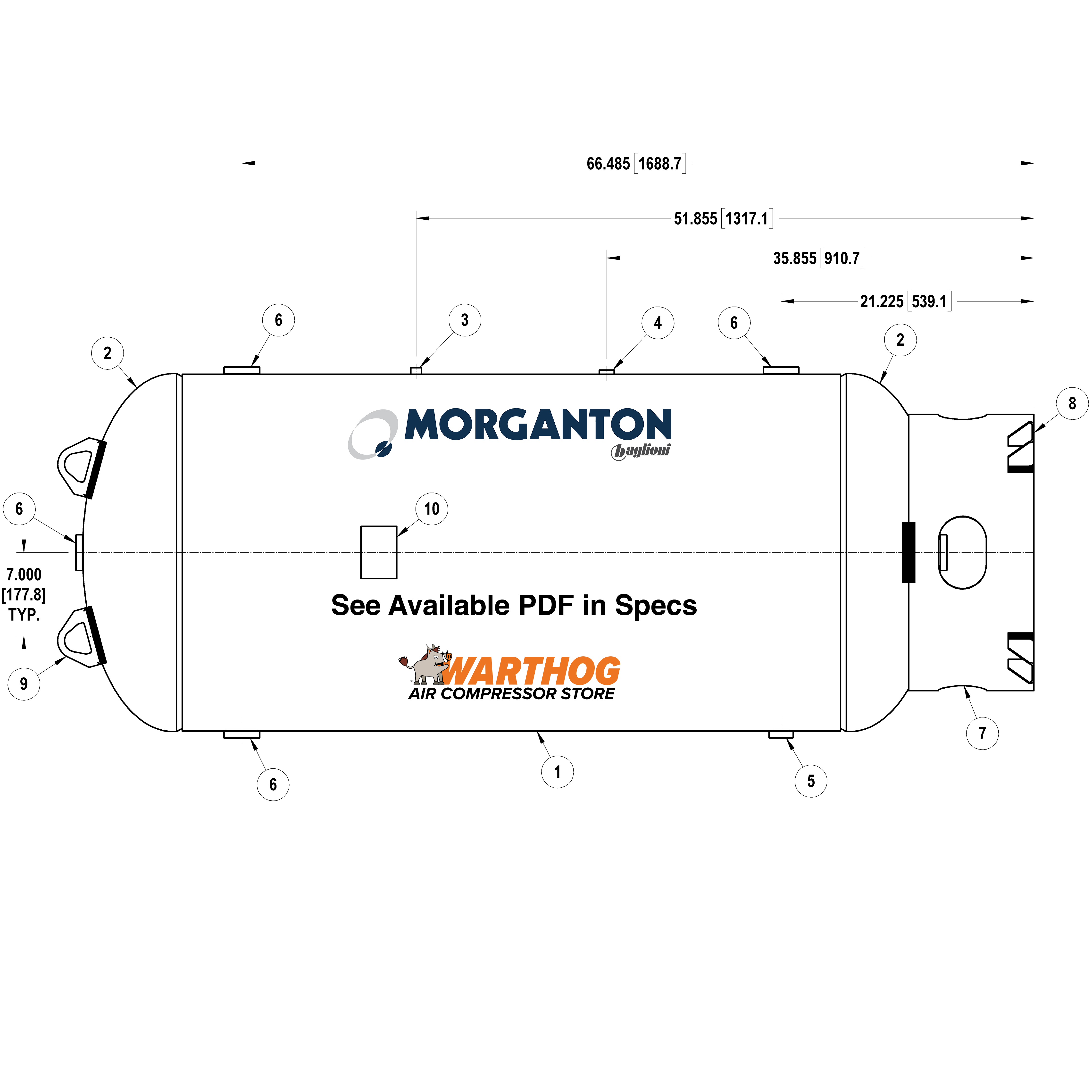 200 Gallon 200 PSI Vertical Air Tank with Base ring by Morganton | VES09298