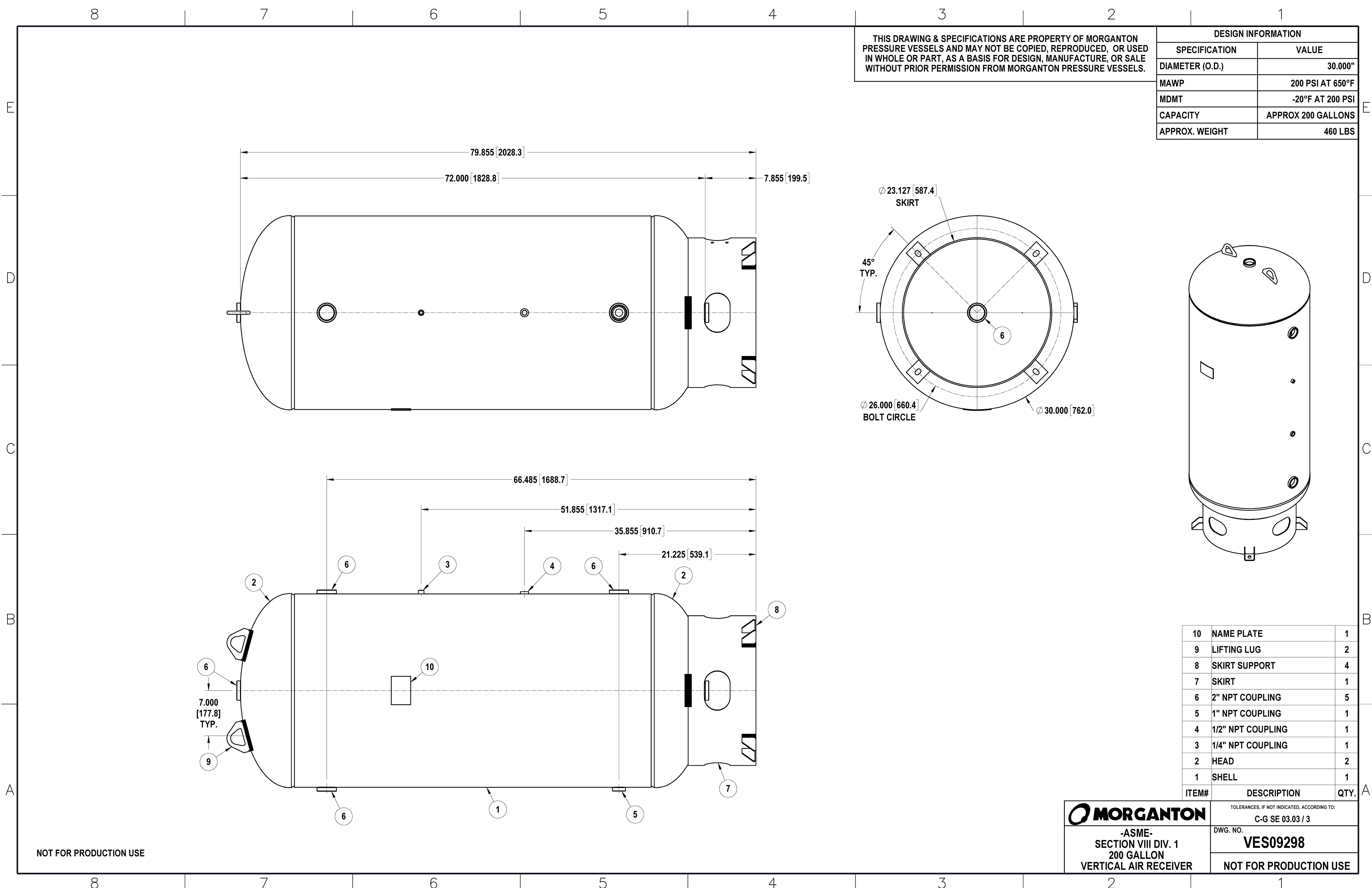 200 Gallon 200 PSI Vertical Air Tank with Base ring by Morganton | VES09298