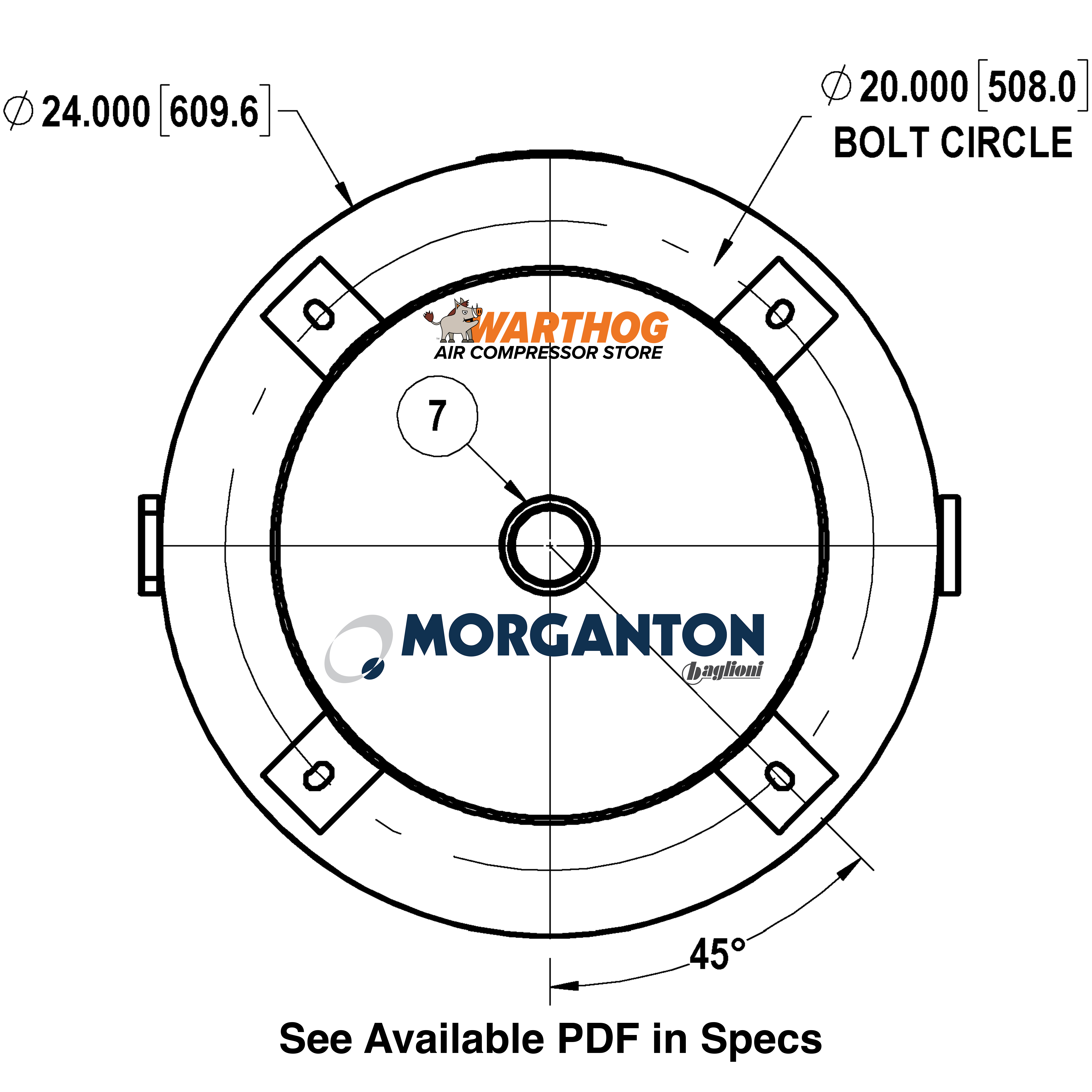120 Gallon 300 PSI Vertical Air Tank with Base ring by Morganton | VES09600