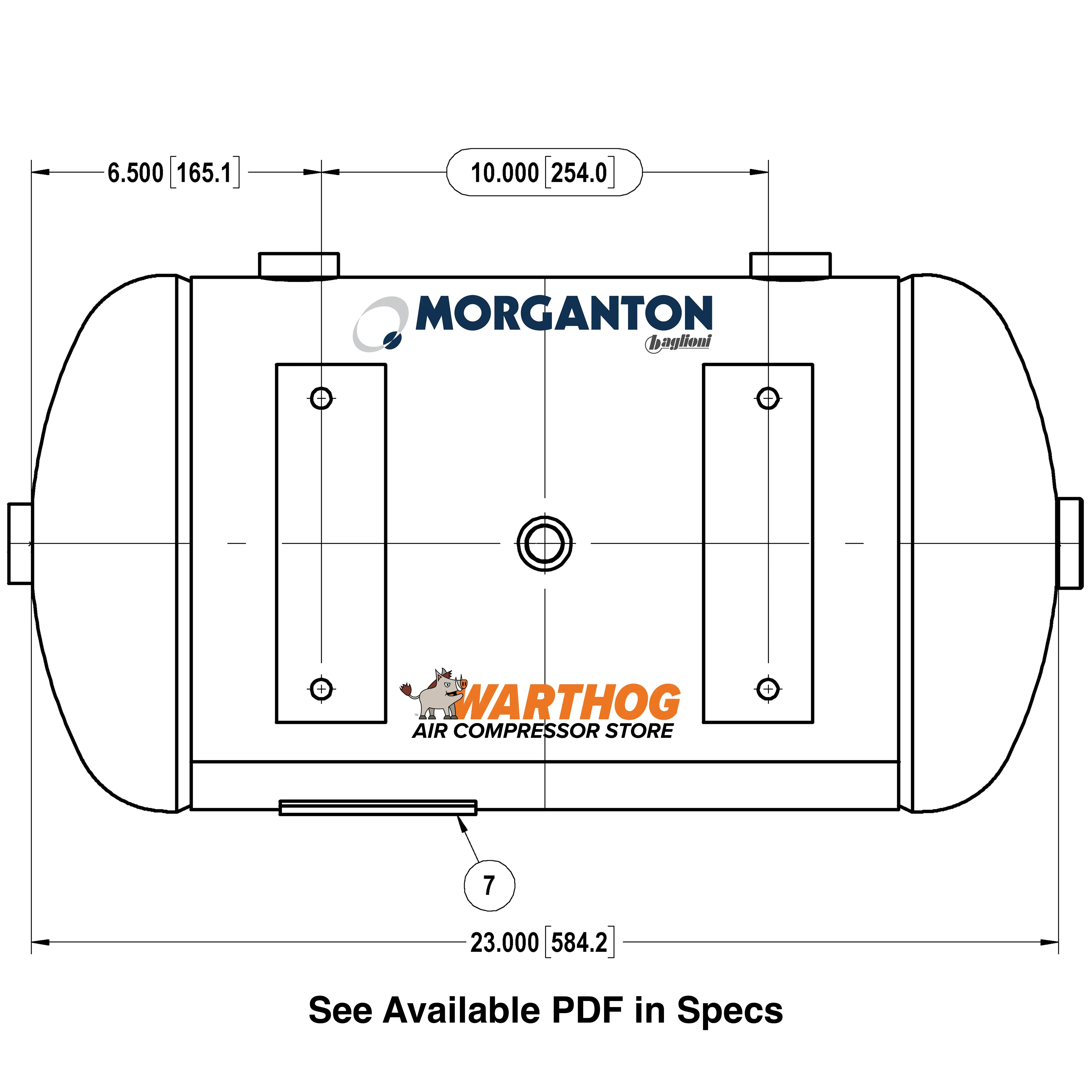 10 Gallon 200 PSI Horizontal Air Tank with Feet by Morganton | VES09653 Morganton