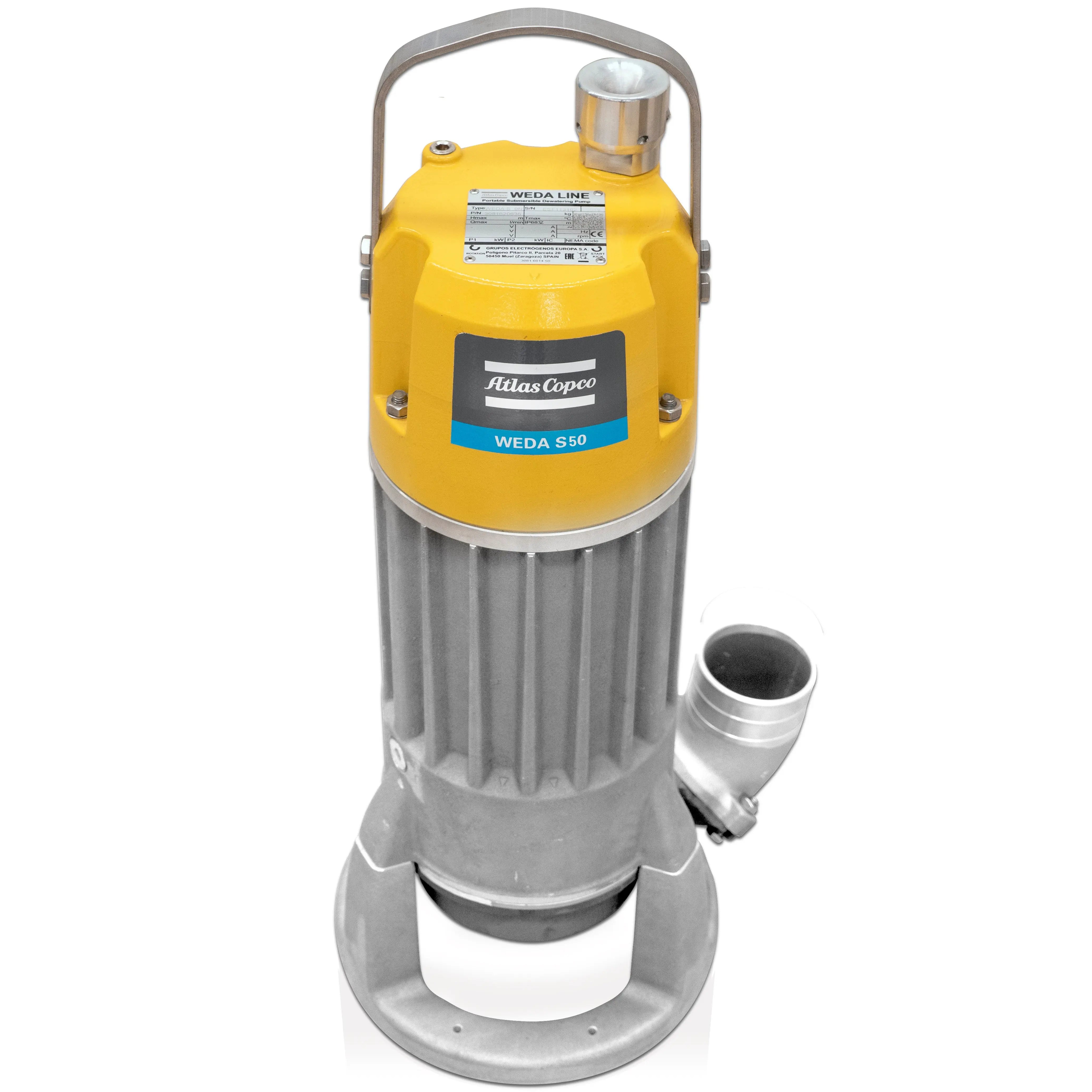 Atlas Copco WEDA S50N | Submersible Sludge Pump — 7 HP, 230V 3-Phase, 370 GPM, 4" Discharge
