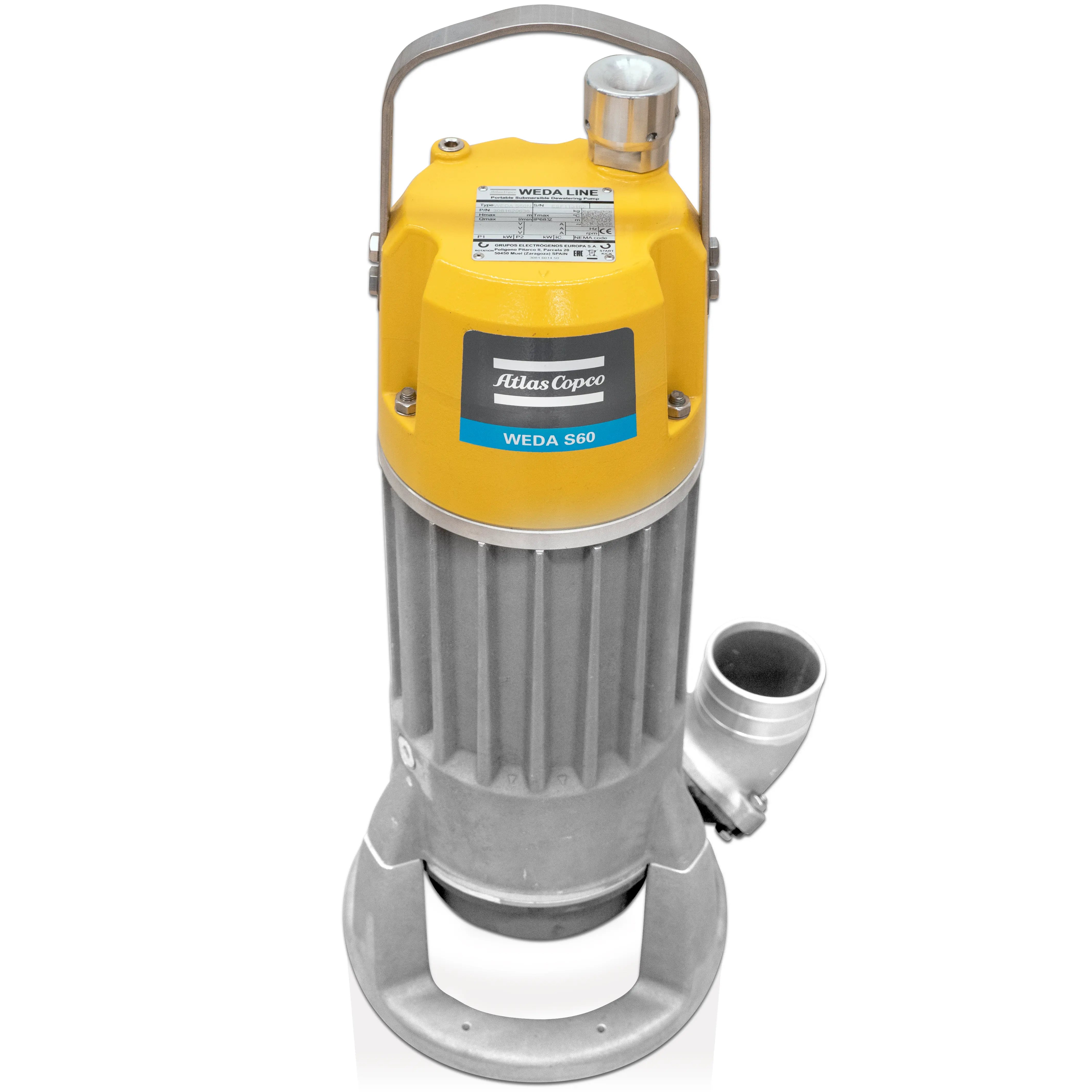 Atlas Copco WEDA S60N | Heavy-Duty Submersible Sludge Pump — 9.3 HP, 460V 3-Phase, 420 GPM, 4" Discharge