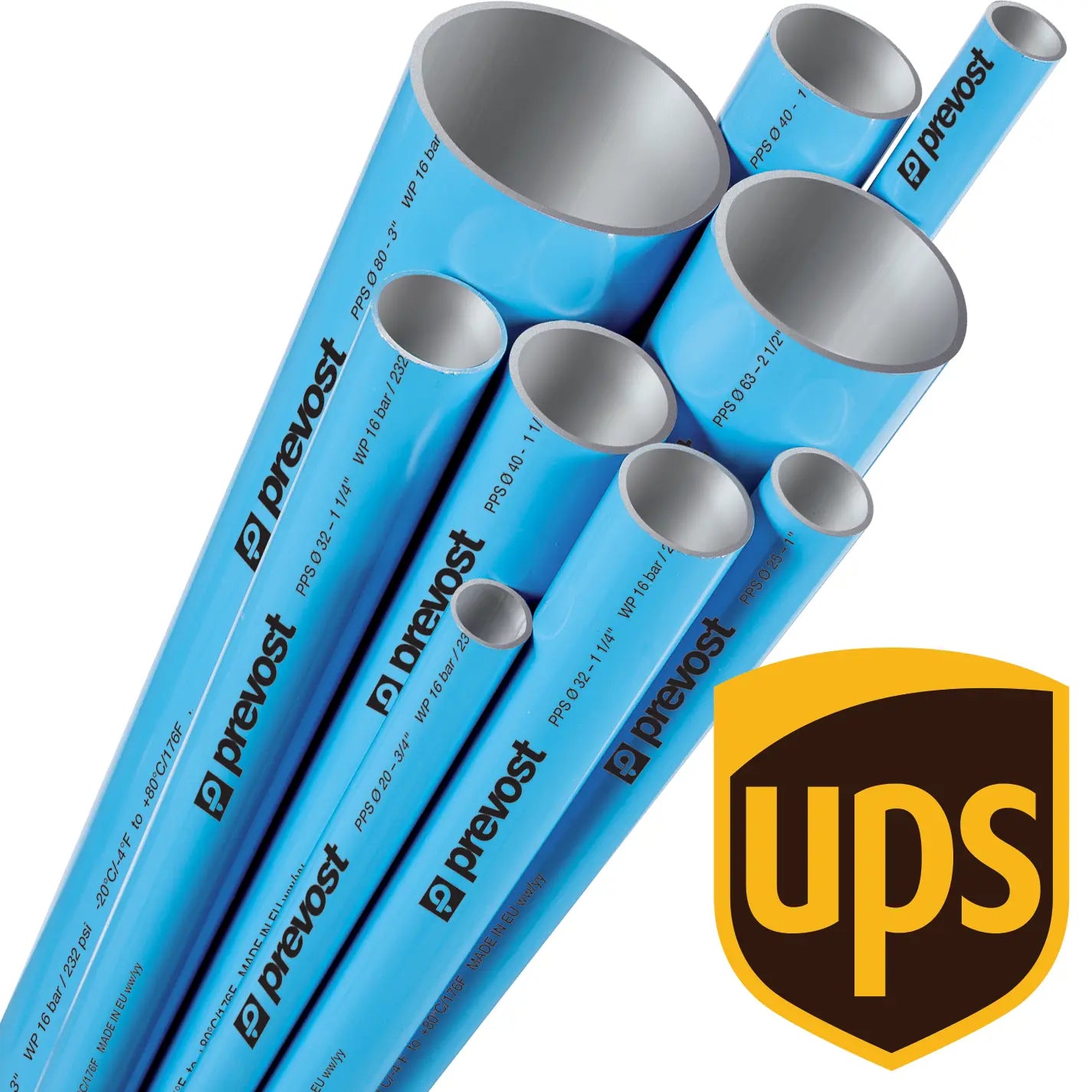 Aluminum Blue Pipe for Compressed Air by Prevost (7 ft) (Ships UPS)