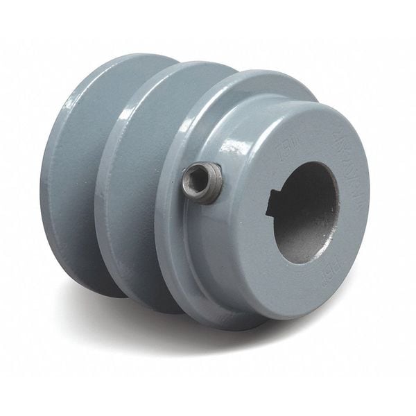 A-Section 2-groove cast iron V-belt pulley, 3/4 inch fixed bore