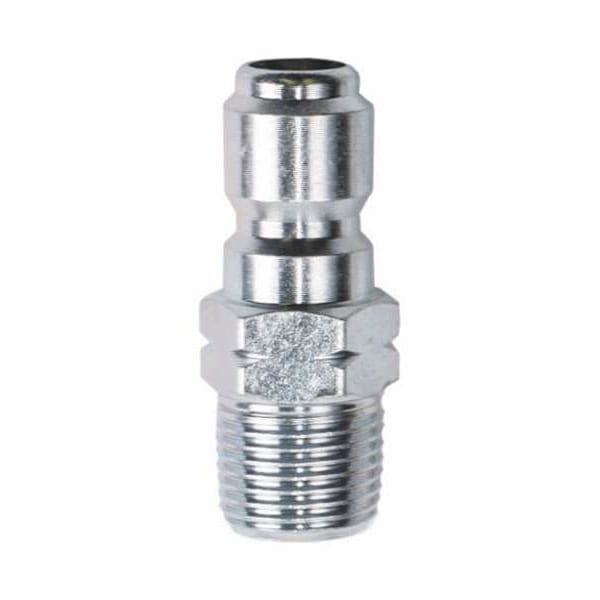 THB 3/8" industrial interchange steel air plug, male NPT, on white background