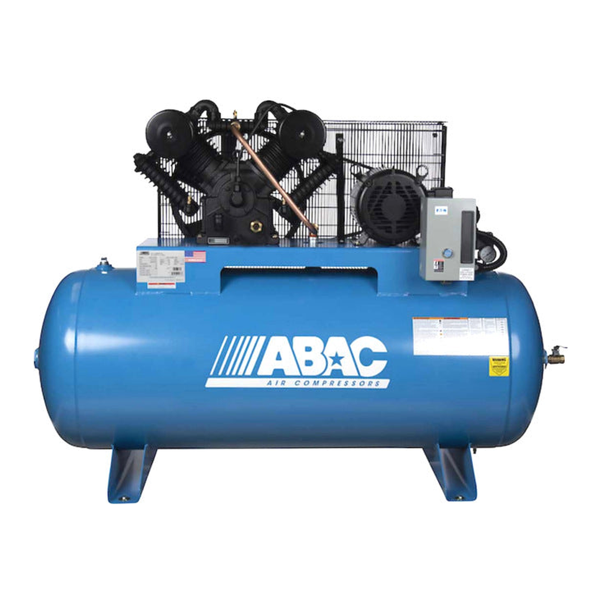 ABAC ABC10 Ironman 10 HP air compressor on a 120 gallon horizontal tank with C2 cast iron pump