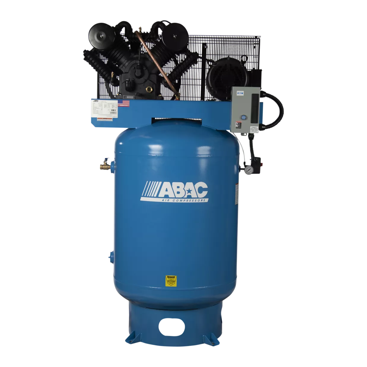 ABAC ABC10 Ironman 10 HP air compressor on a 120 gallon vertical tank with C2 cast iron pump