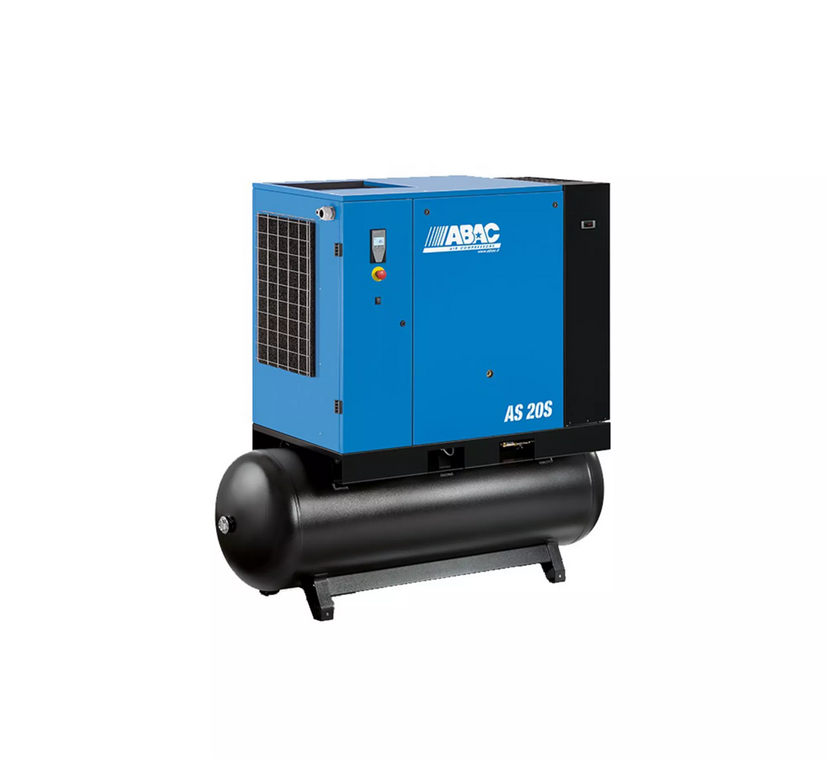 ABAC AS-20S503TMD 20 HP rotary screw air compressor on a 132 gallon tank with integrated refrigerated dryer