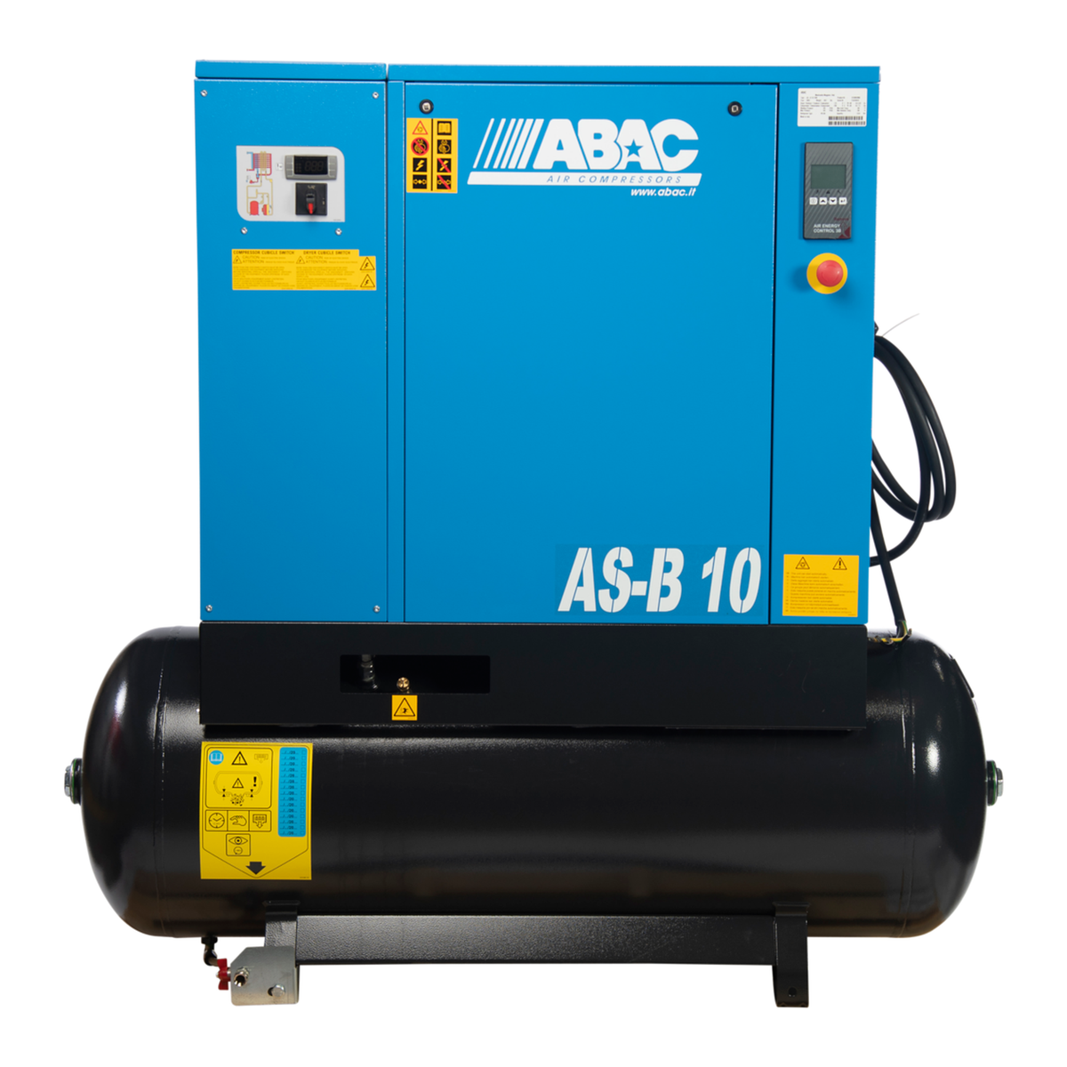 ABAC AS-B 10 HP rotary screw air compressor, tank mounted with integrated refrigerated dryer