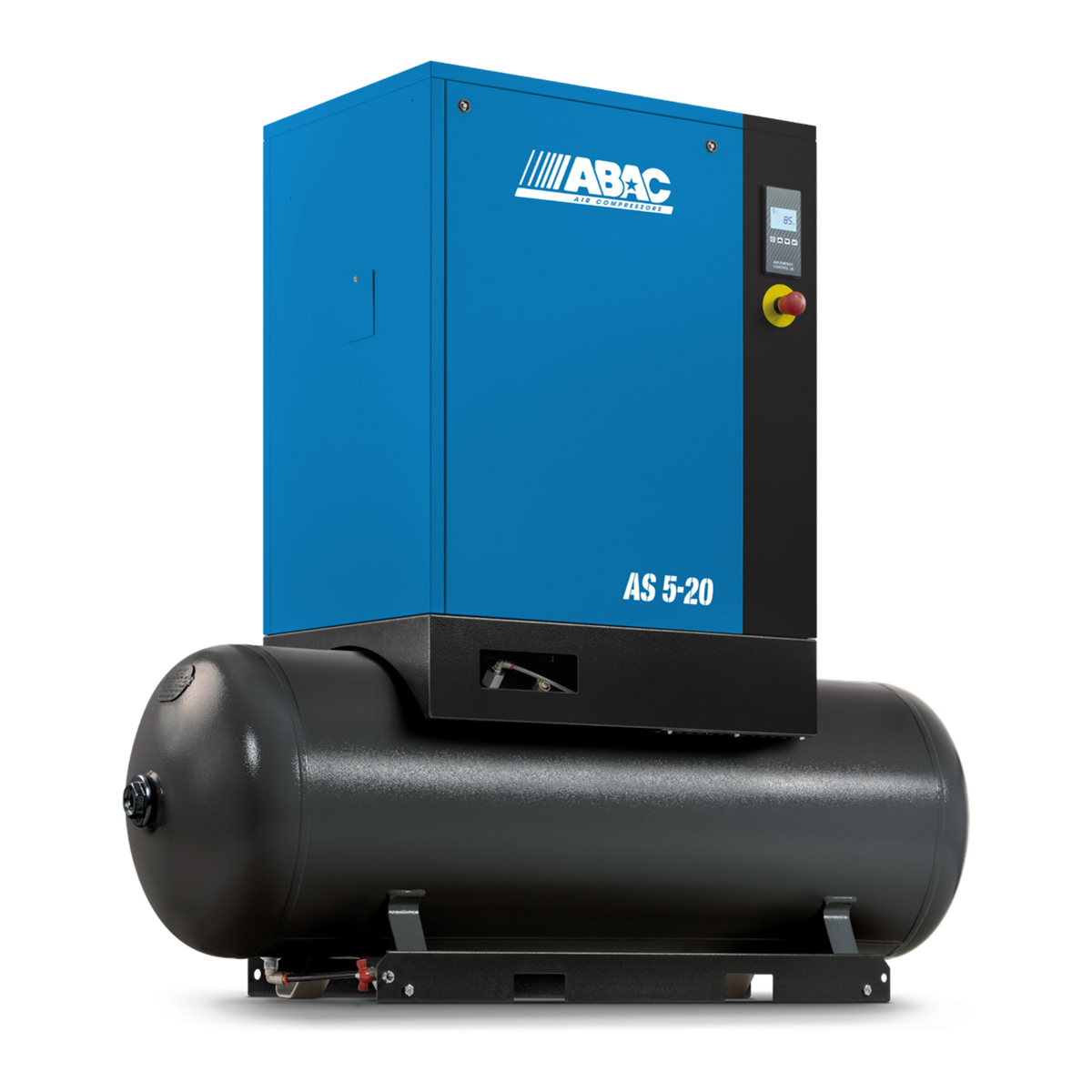 ABAC AS-B 7.5 HP rotary screw air compressor mounted on a 71 gallon horizontal air receiver