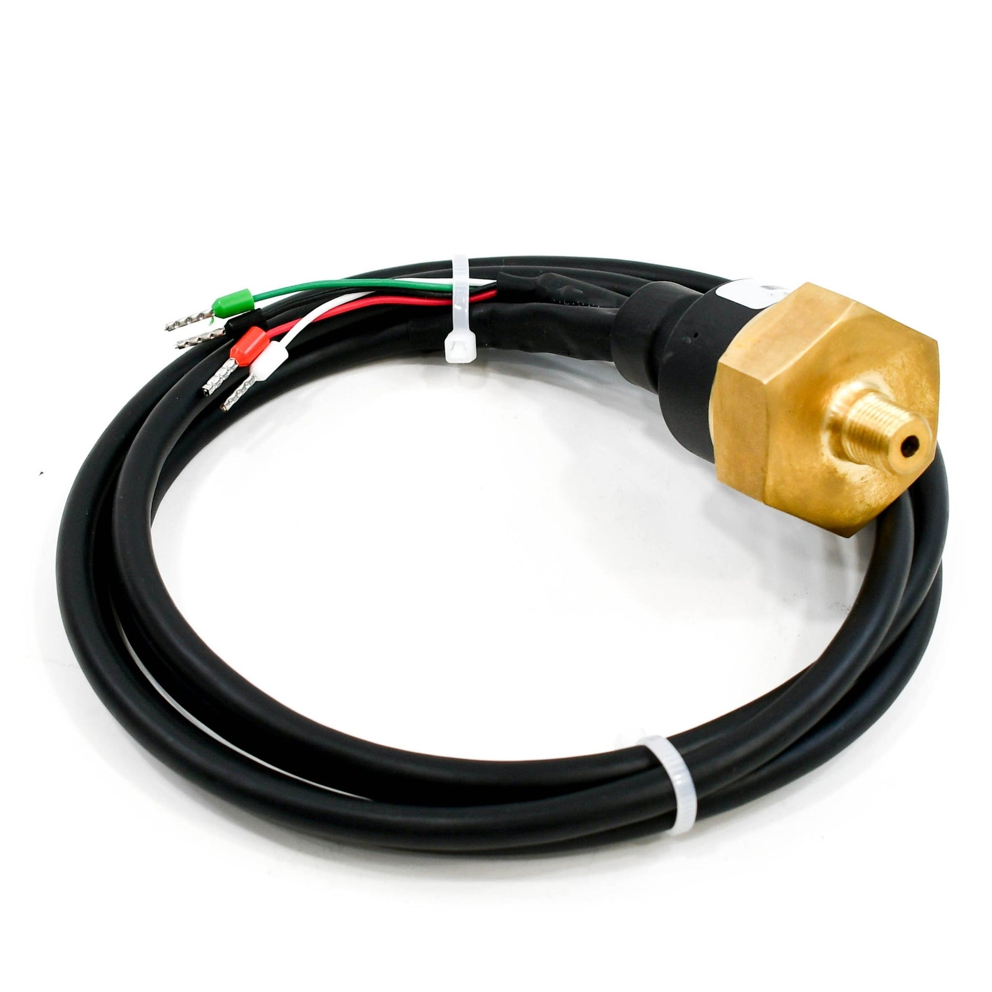 Aftermarket pressure transducer replacement for Ingersoll Rand 39853809, brass 1/8 NPT body with 4-wire lead