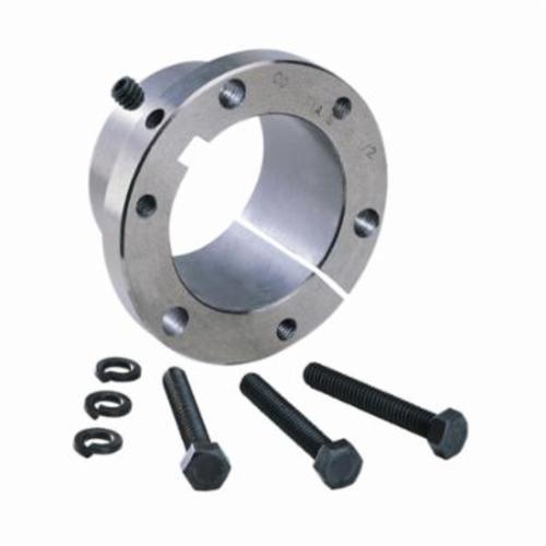 Dodge QD bushing, three-bolt flanged, with cap screws and lock washers, on white background