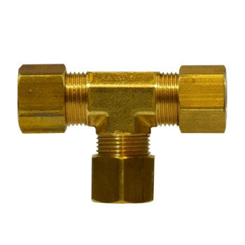 Brass compression equal tee tube-to-tube union fitting