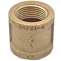 Solid brass equal coupling with female NPT threads on both ends
