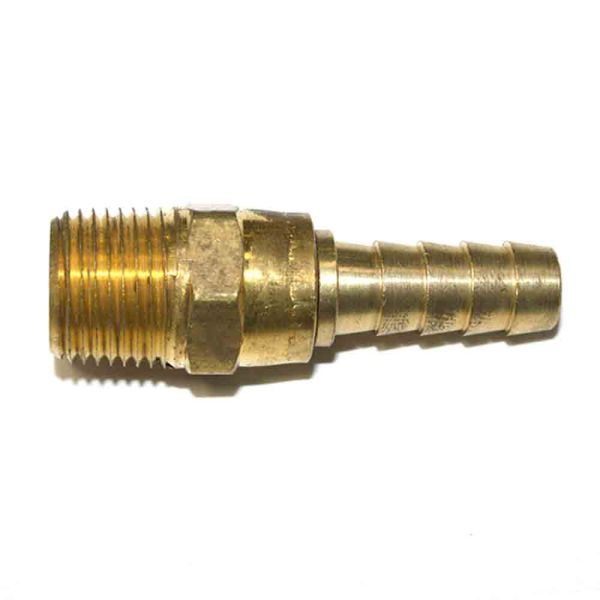 Brass male NPT hex-swivel hose barb fitting
