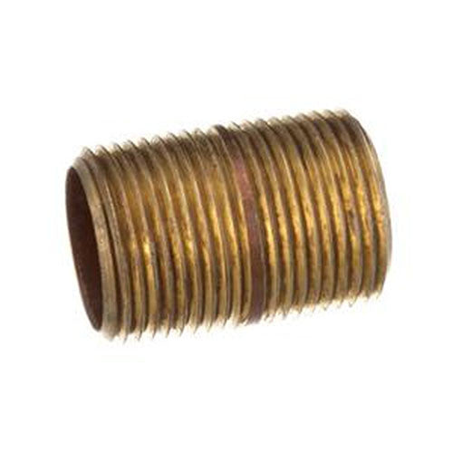 Solid brass close nipple, fully threaded male NPT both ends