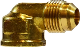 Brass SAE 45° flare 90° elbow fitting, male flare × female NPT, Midland Industries