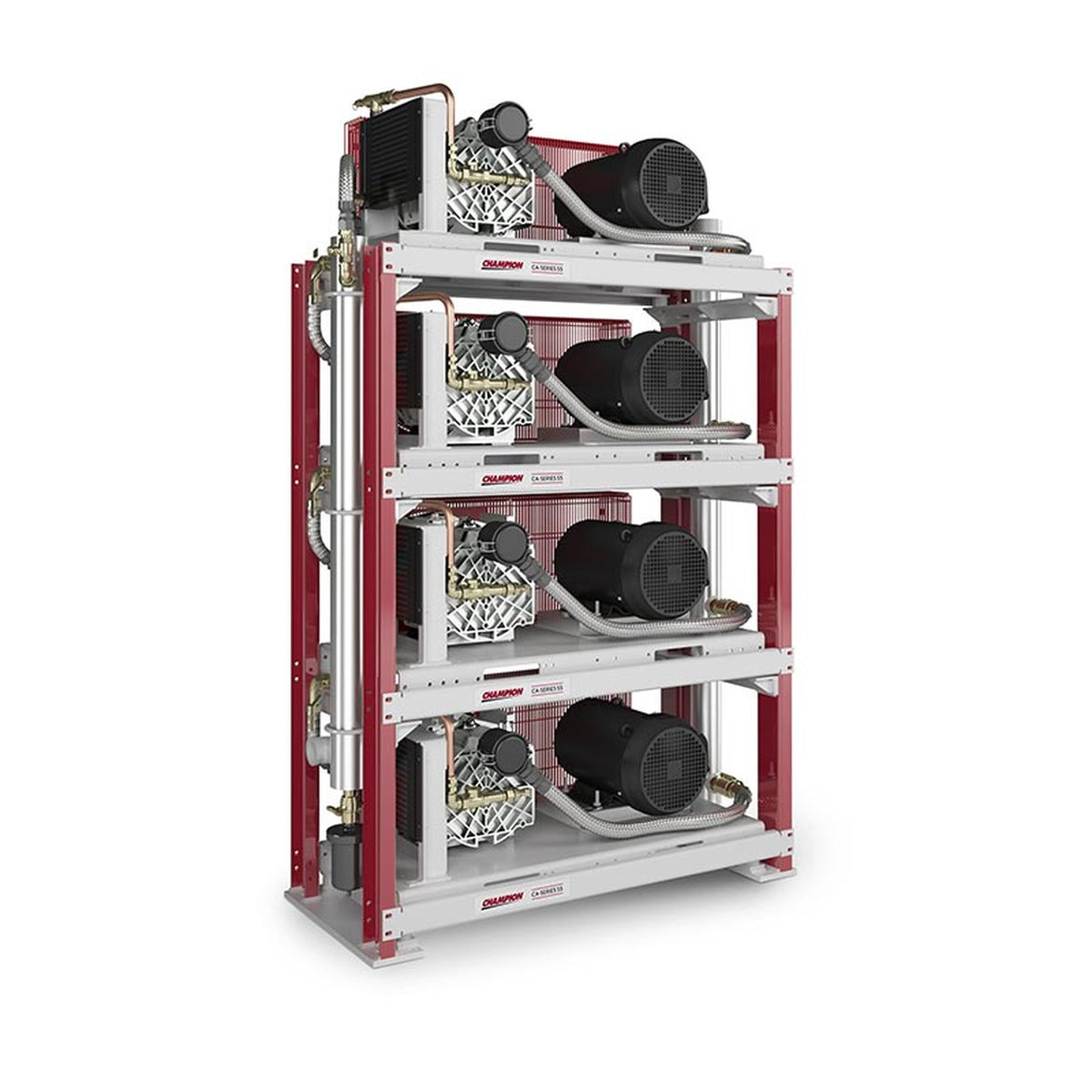 Champion CA-Series S5 oil-free rotary scroll air compressor, quadraplex stacked base mount
