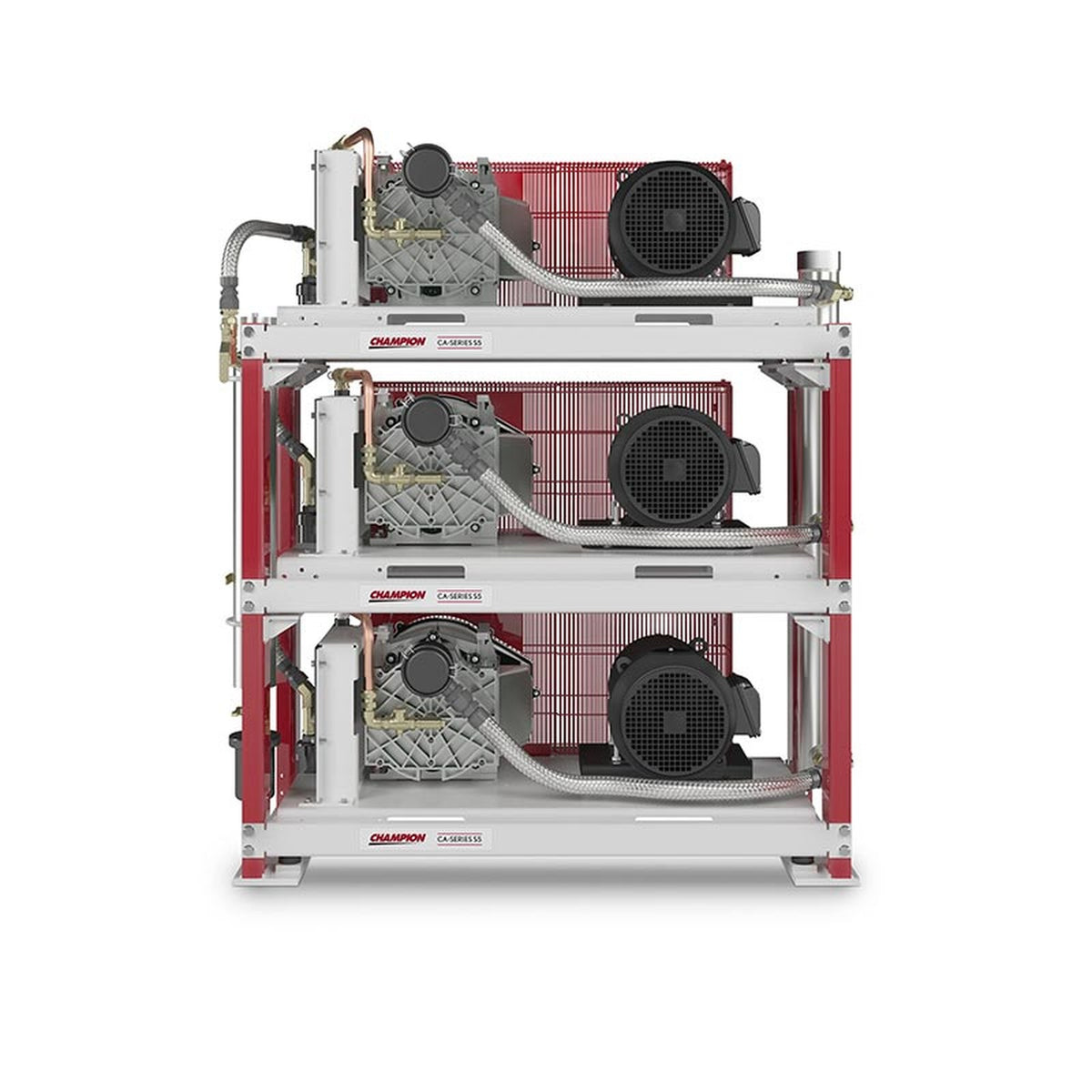 Champion CA-Series S5 oil-free rotary scroll air compressor, triplex stacked base mount