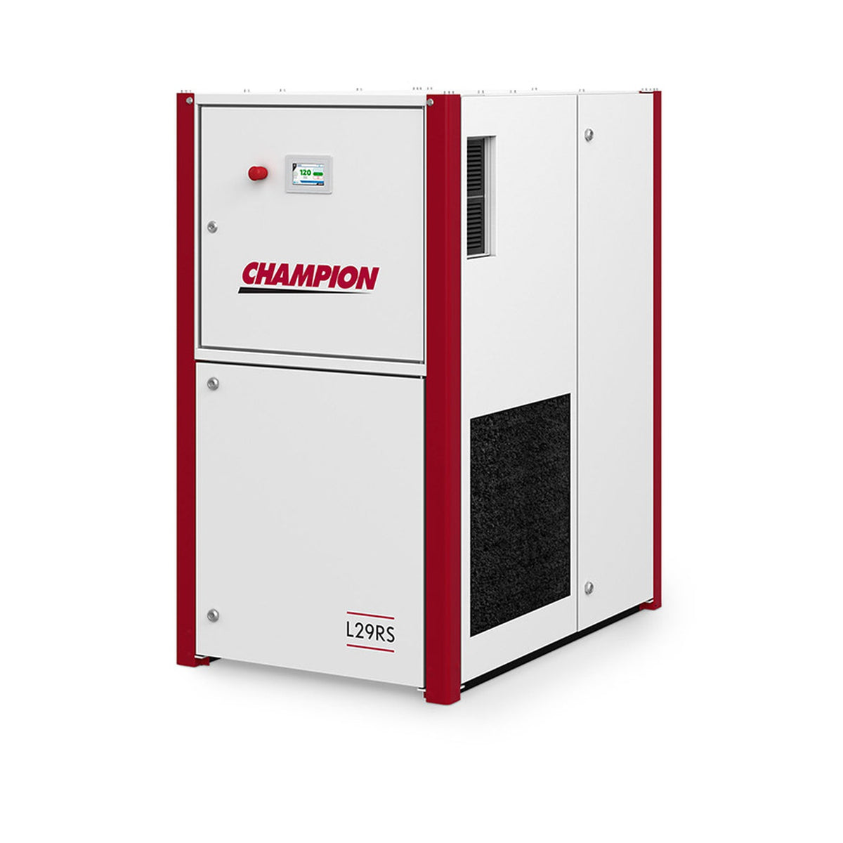 Champion LRS Series L29RS variable speed rotary screw air compressor, enclosed base mount cabinet