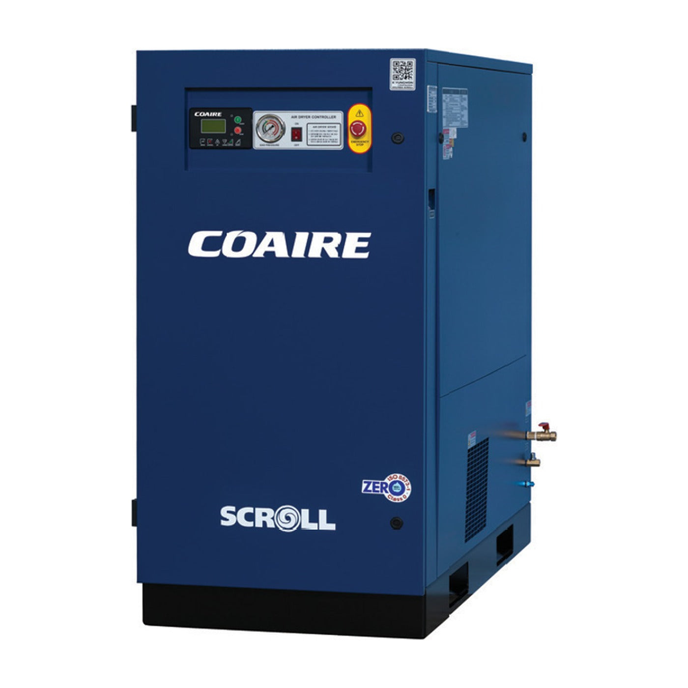 COAIRE CSOF-D oil-less scroll air compressor showing air outlet and drain connections