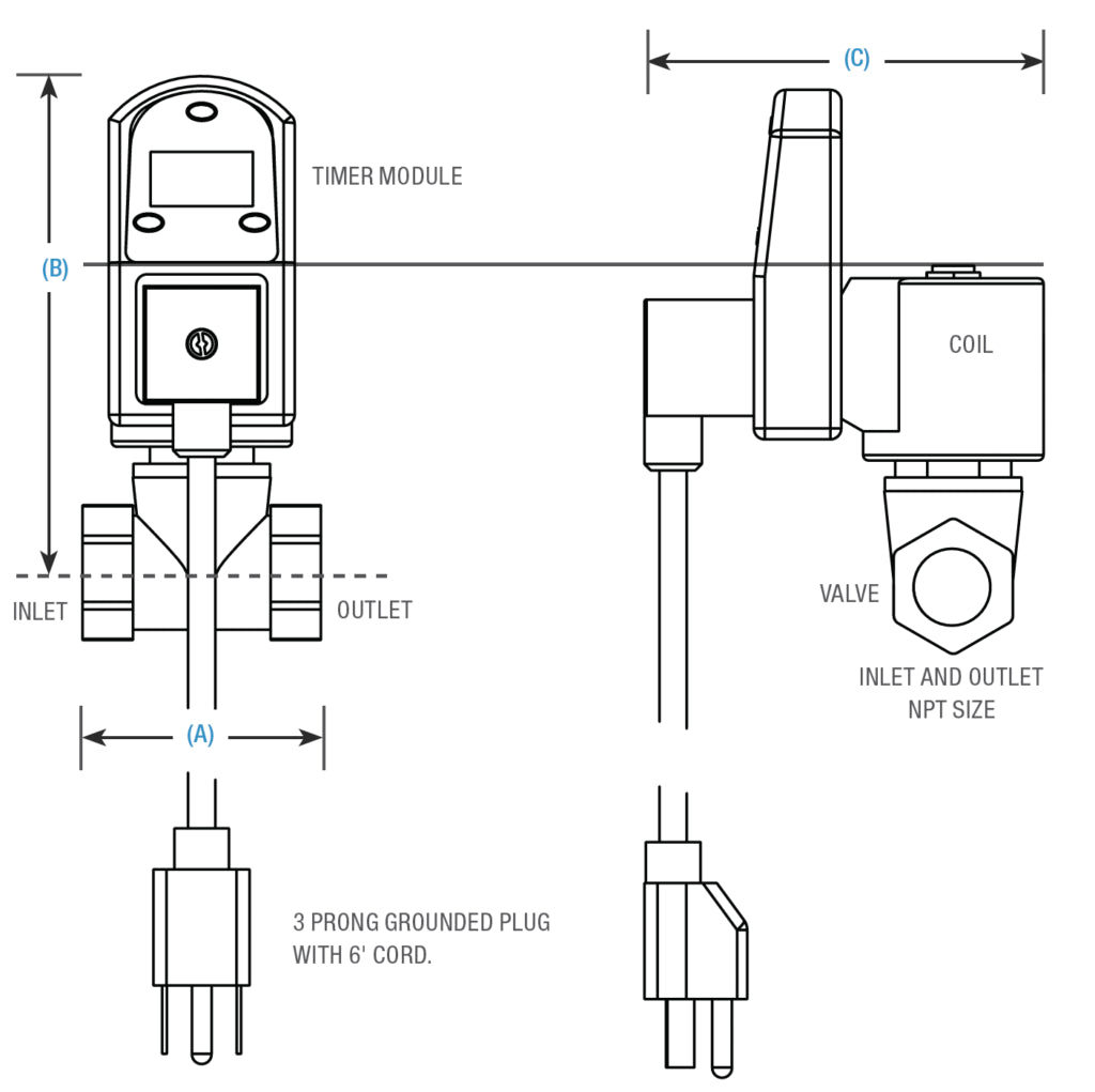 Air System Products Digital Timer Drain w/ Strainer, 1/2"NPT, 300PSI, 24VAC
