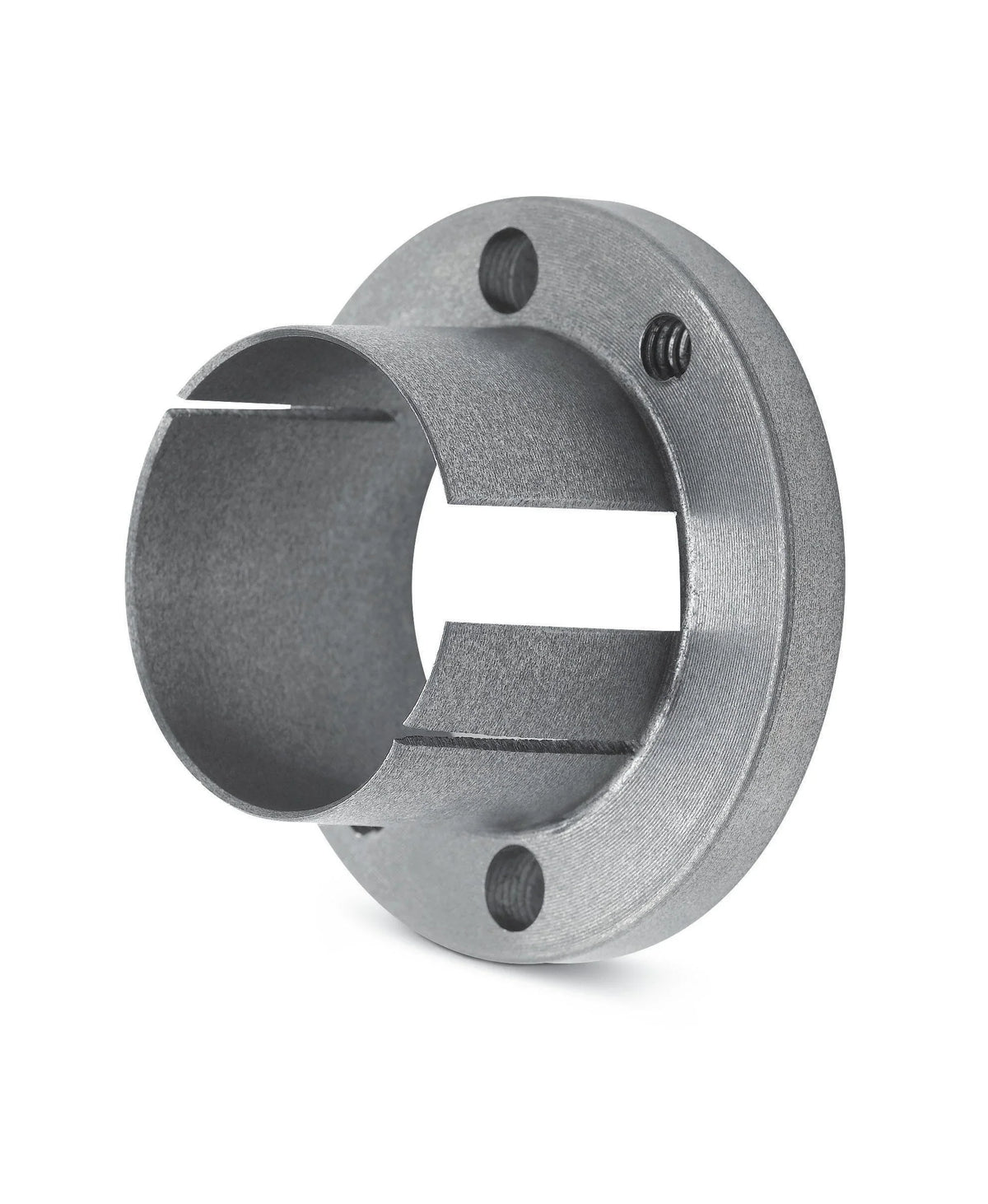Dodge Type H split-taper bushing, two-bolt flanged, keyed bore, on white background