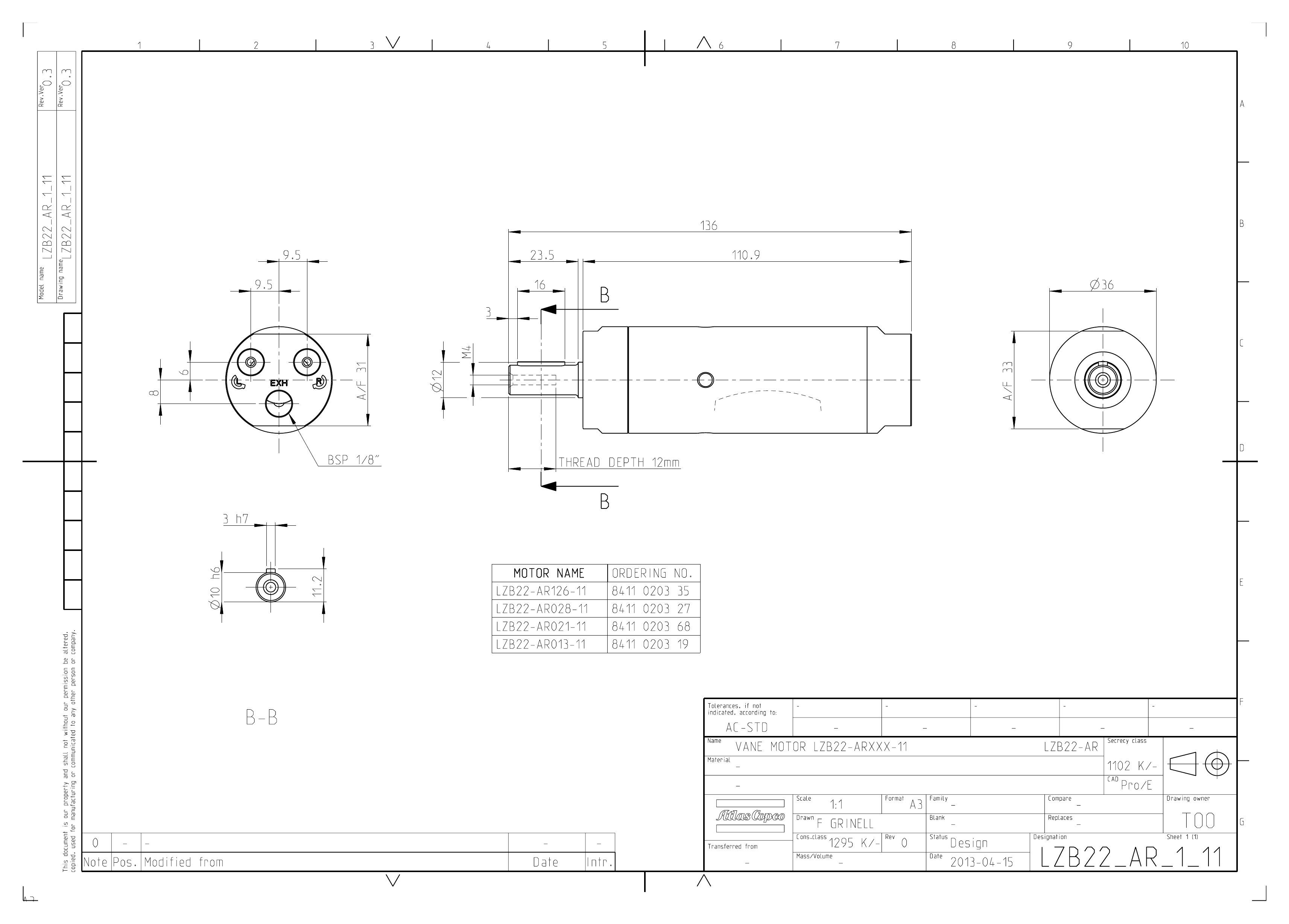 Atlas Copco LZB22-L-AR126-11 dimensional drawing
