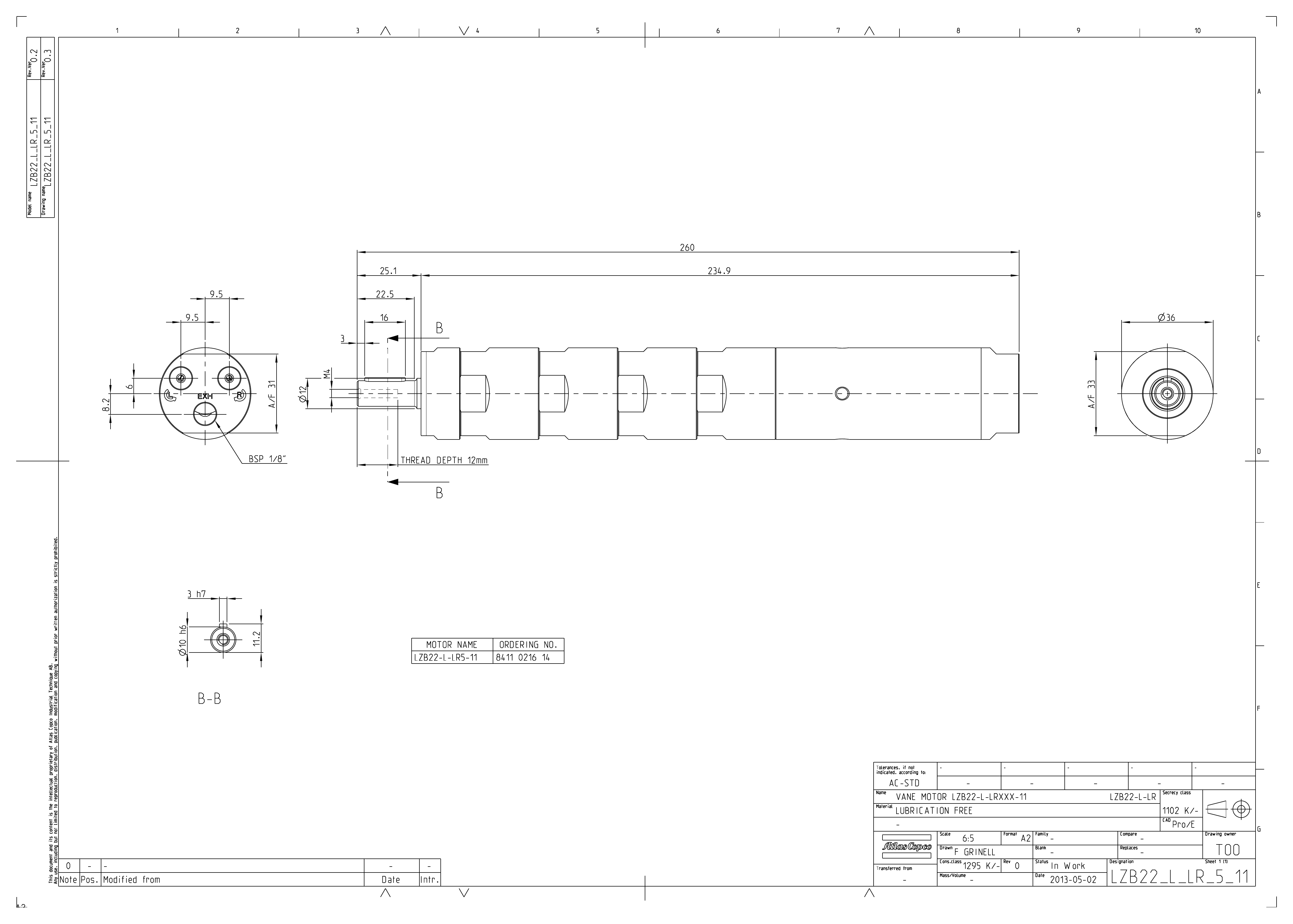 Atlas Copco LZB22-L-LR5-11 dimensional drawing