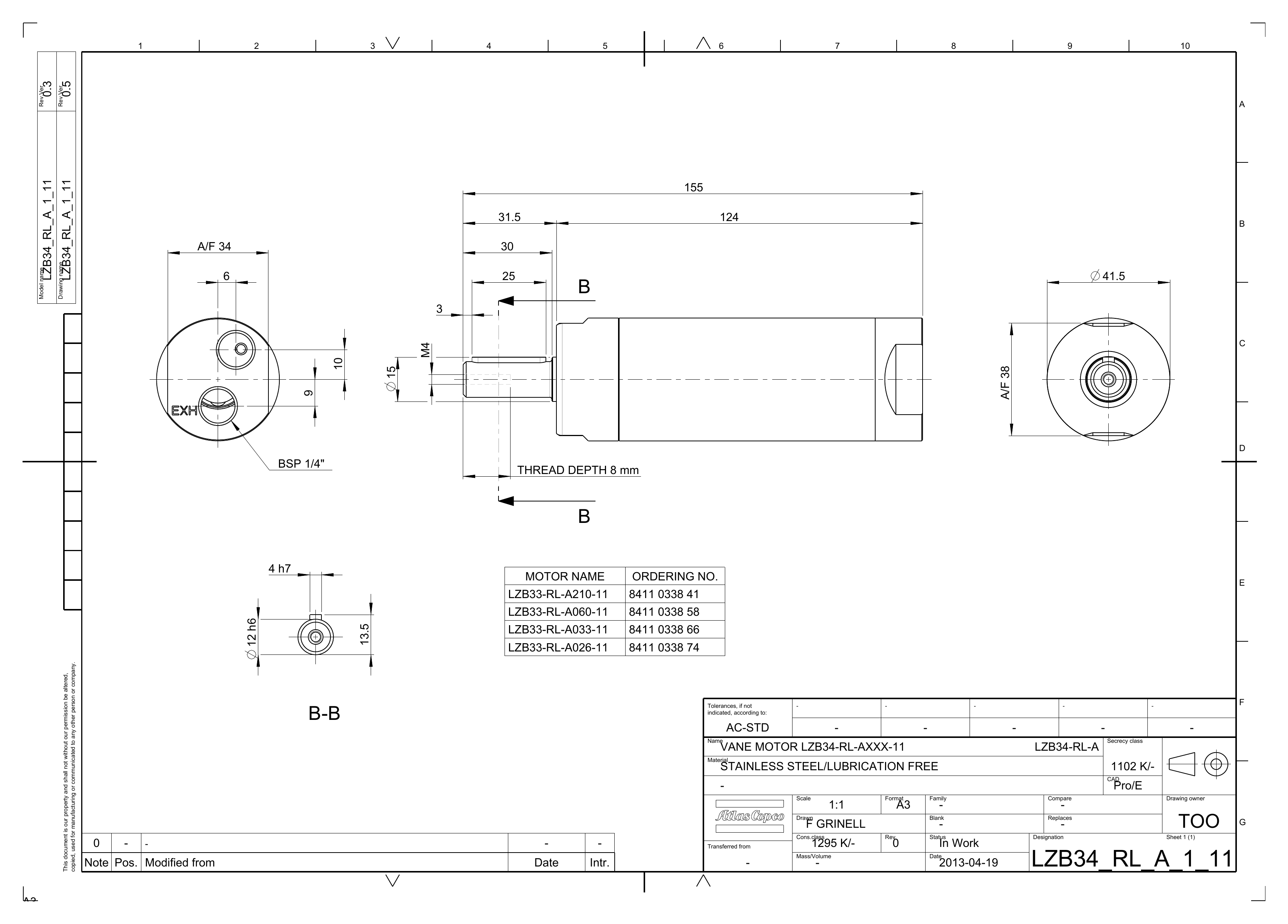 Atlas Copco LZB34-RL-A060-11 dimensional drawing