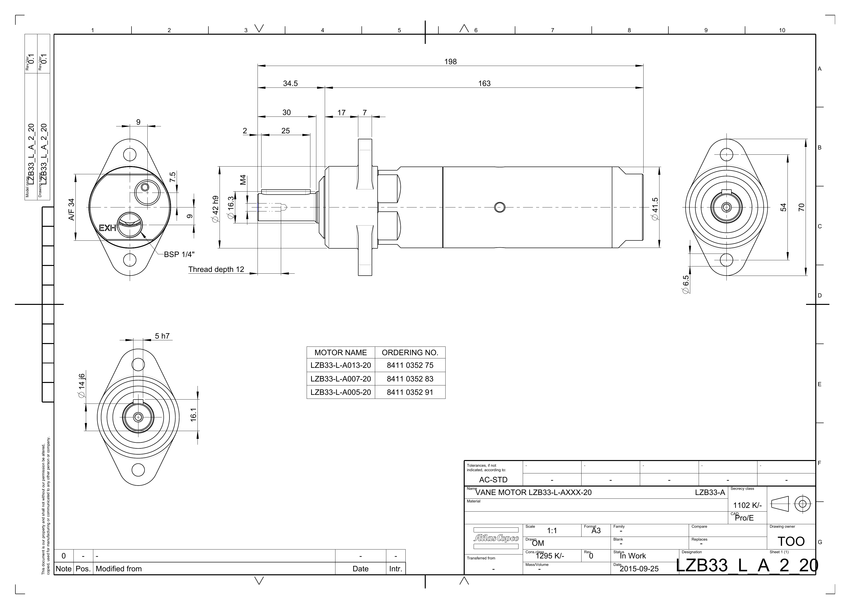 Atlas Copco LZB33-L-A013-20 dimensional drawing