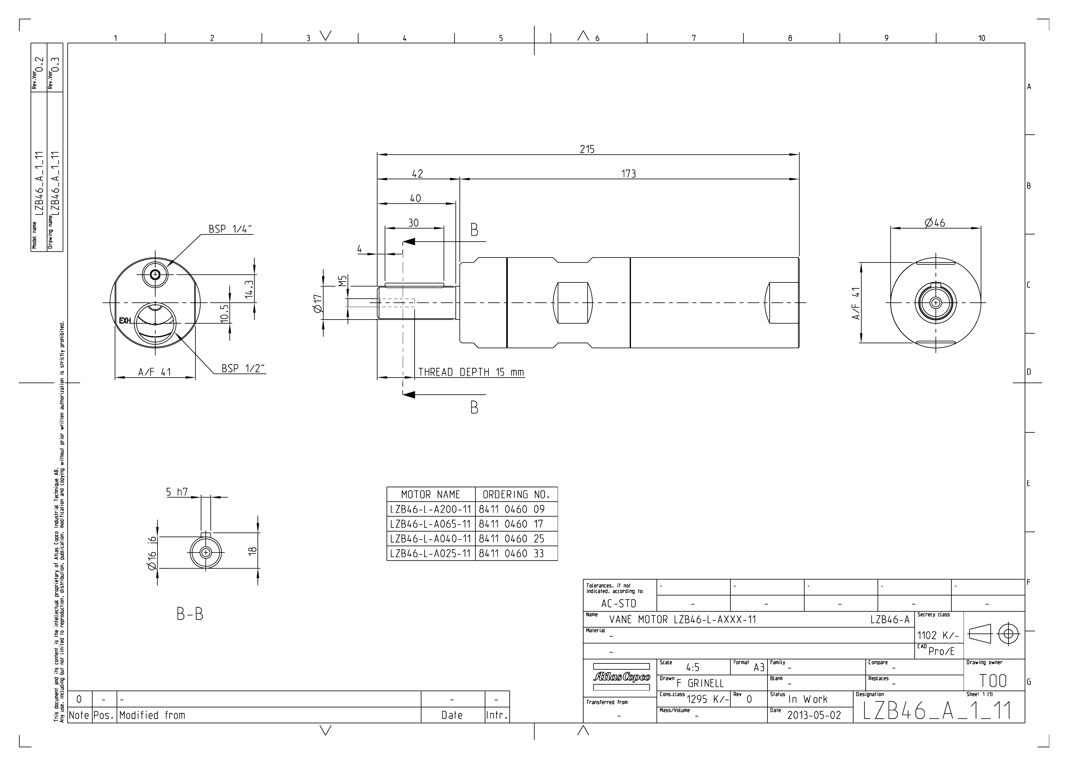 Atlas Copco LZB46-L-A065-11 dimensional drawing
