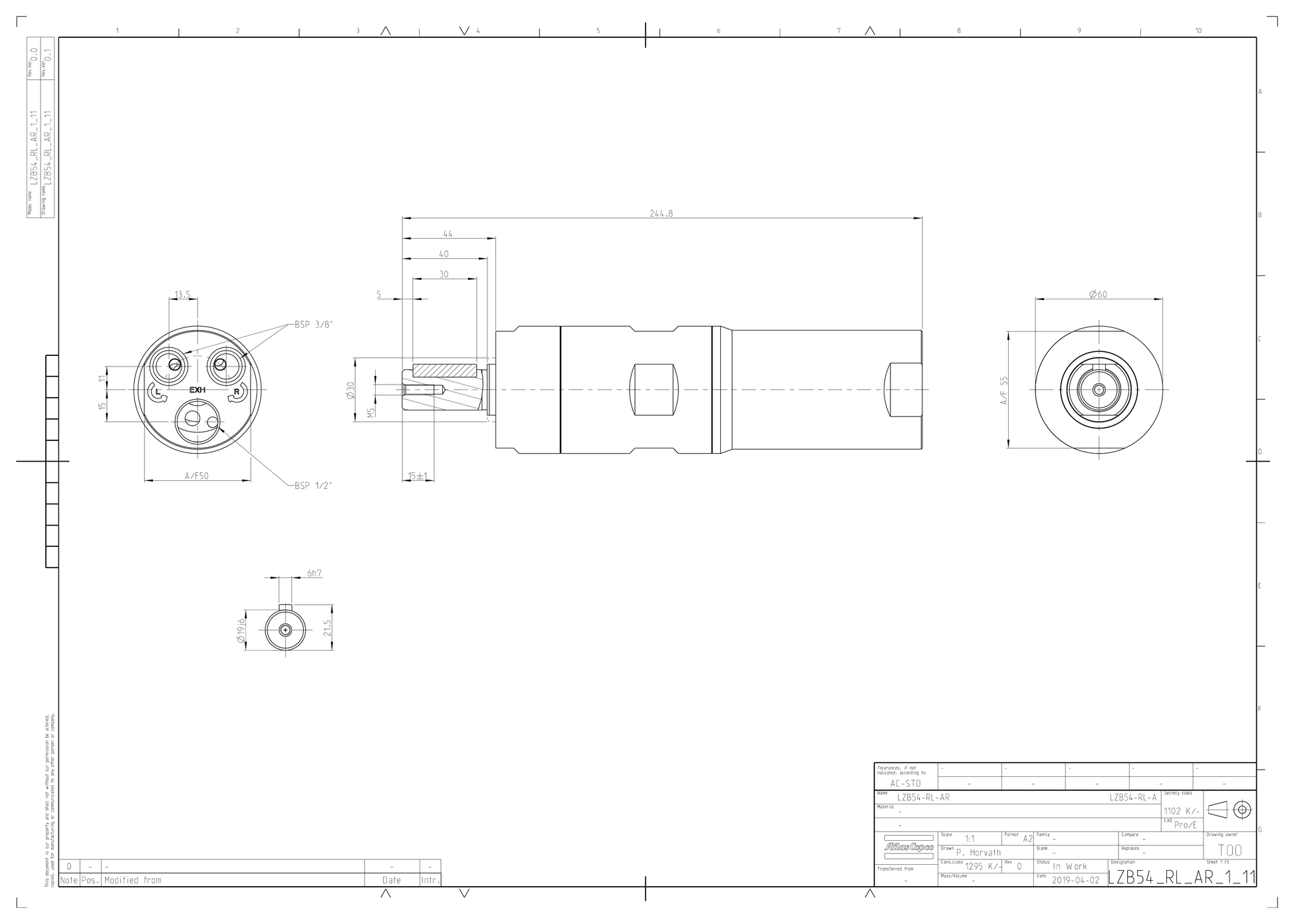 Atlas Copco LZB54-RL-AR008-11 dimensional drawing