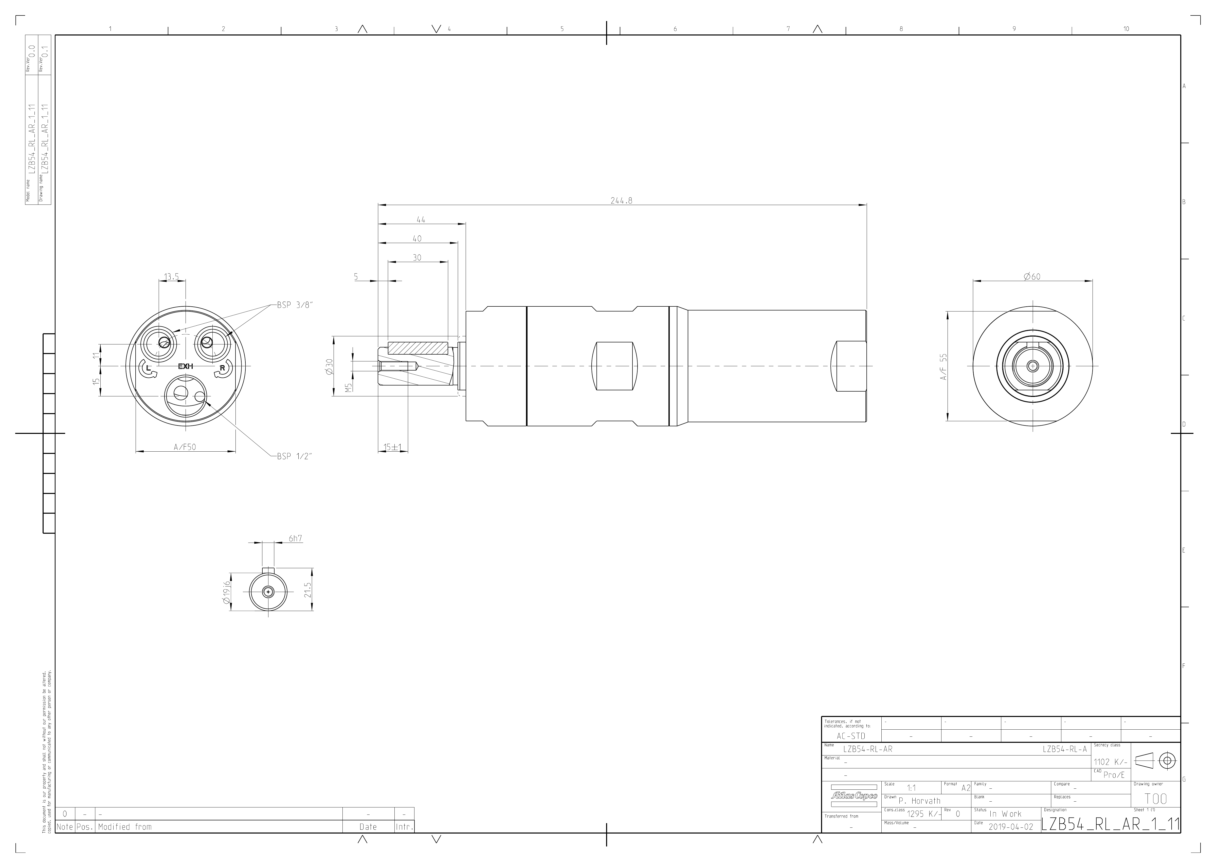 Atlas Copco LZB54-RL-AR004-11 dimensional drawing
