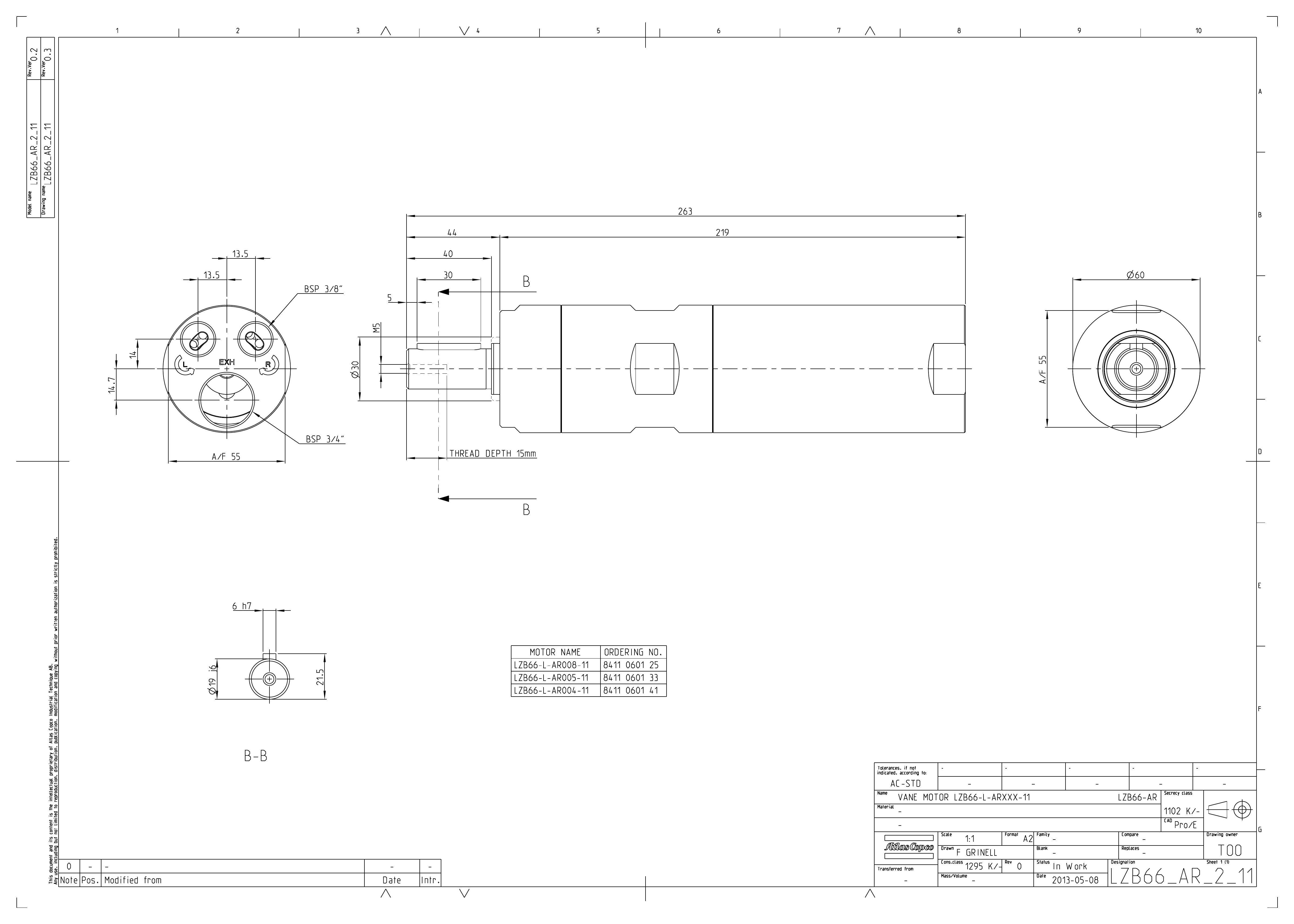 Atlas Copco LZB66-L-AR008-11 dimensional drawing