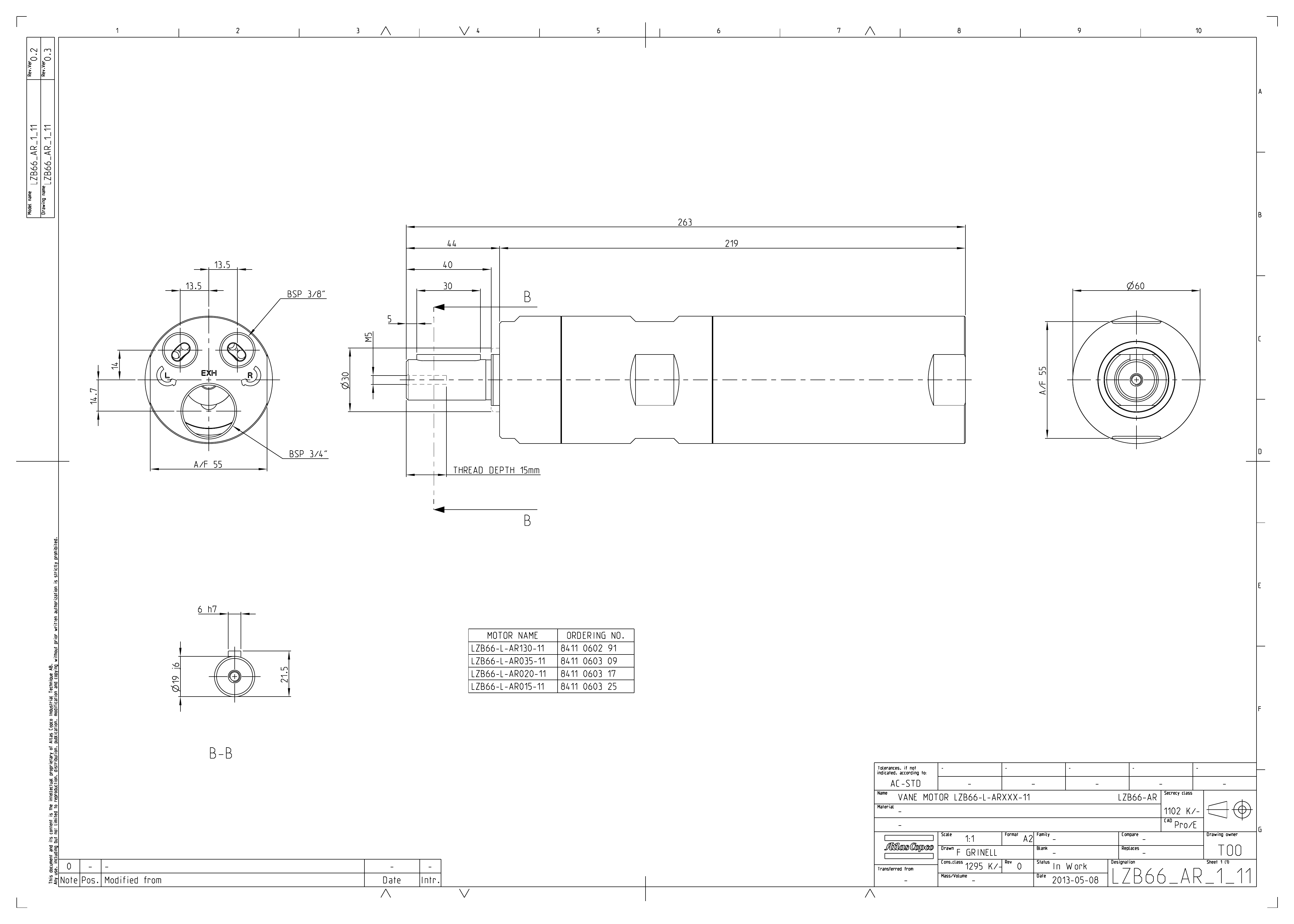 Atlas Copco LZB66-L-AR130-11 dimensional drawing