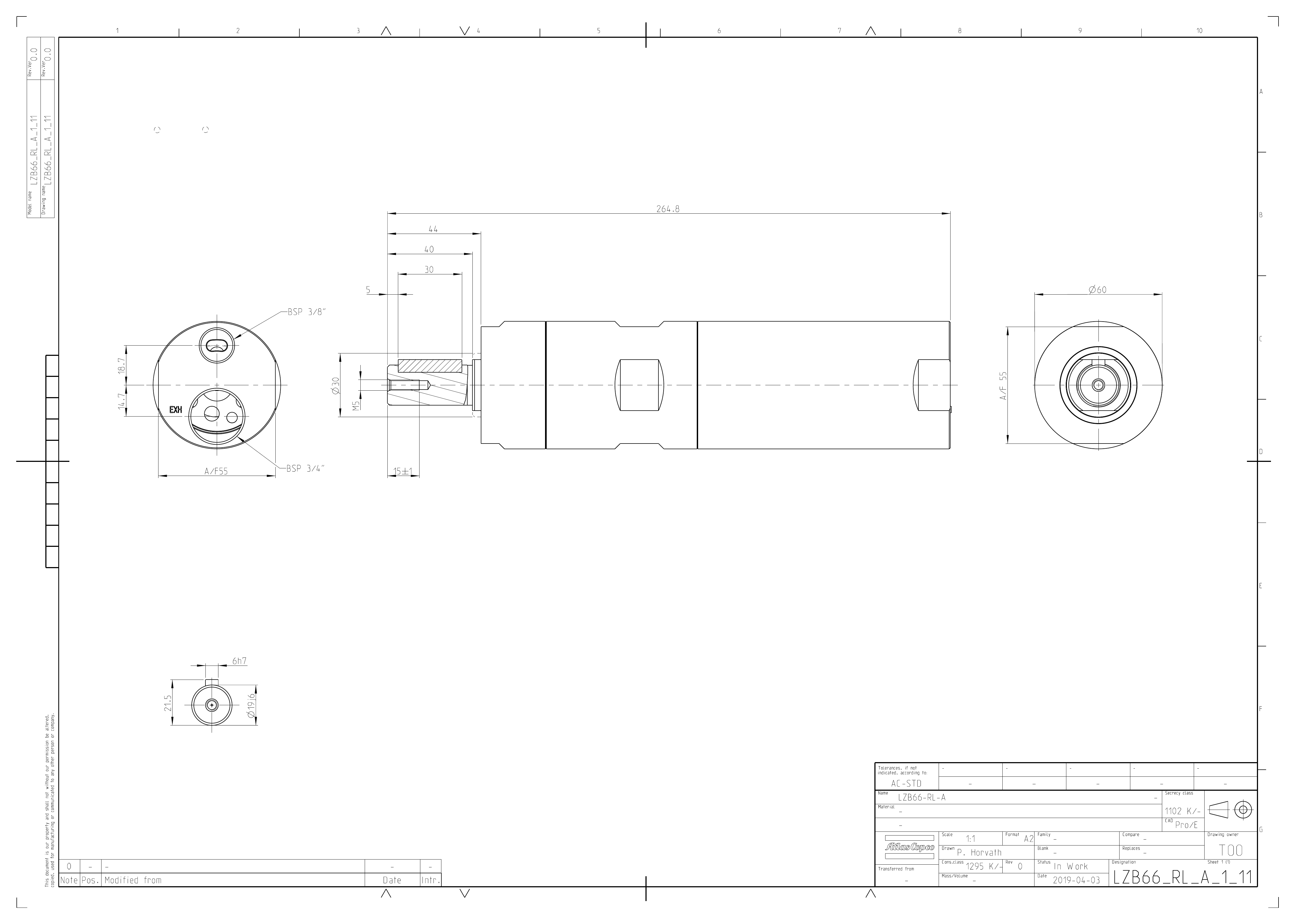 Atlas Copco LZB66-RL-A180-11 dimensional drawing