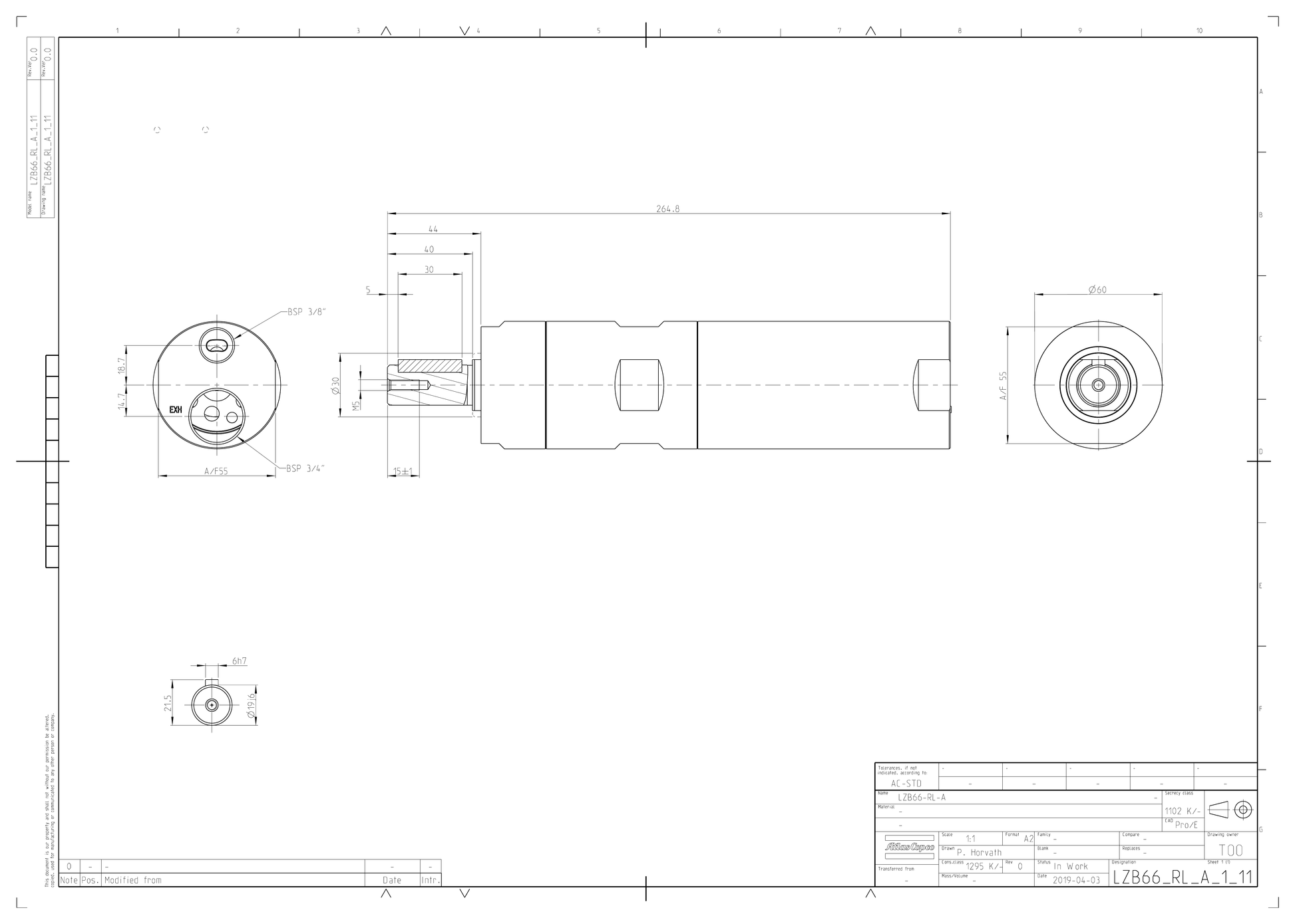 Atlas Copco LZB66-RL-A030-11 dimensional drawing