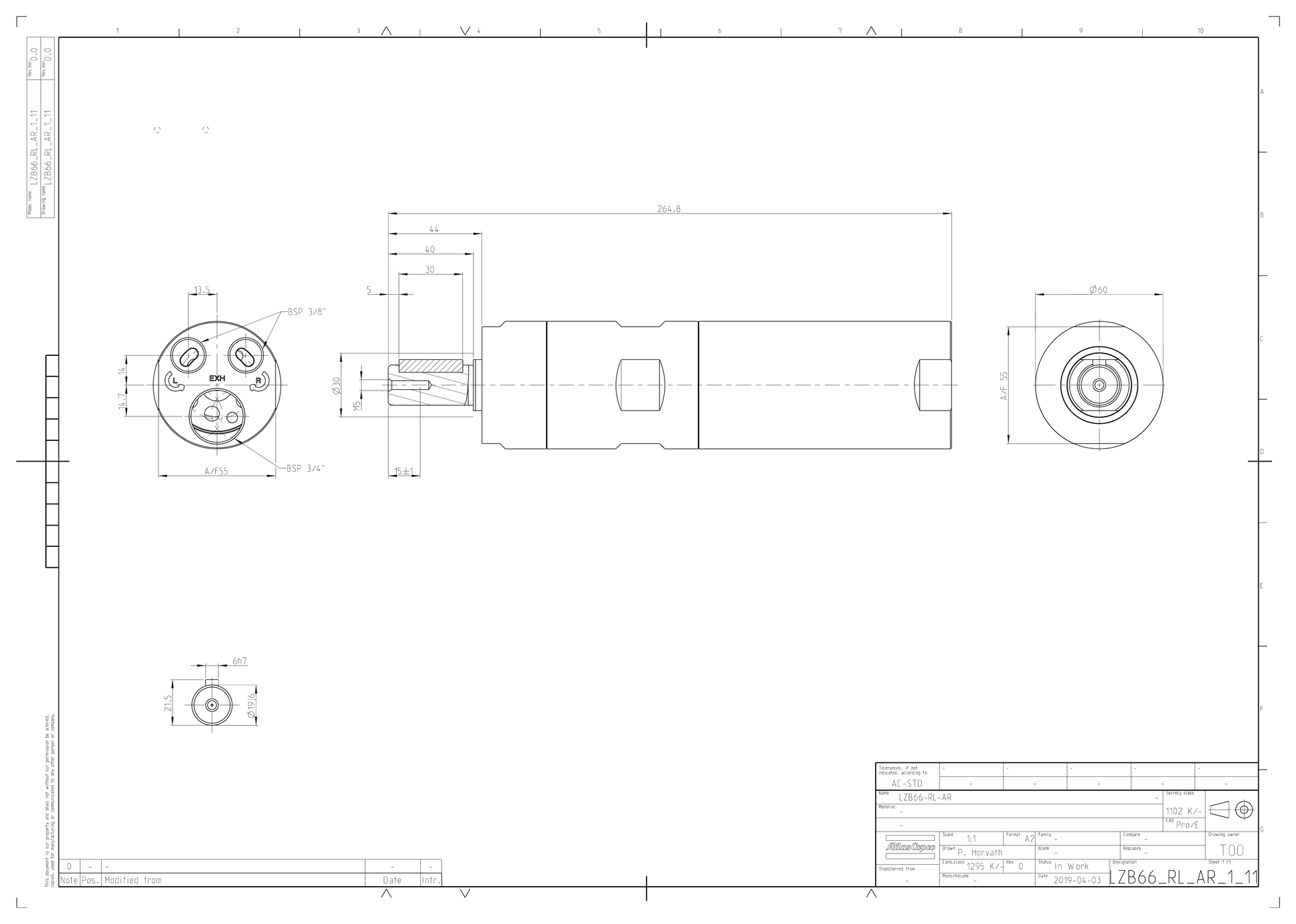 Atlas Copco LZB66-RL-AR008-11 dimensional drawing