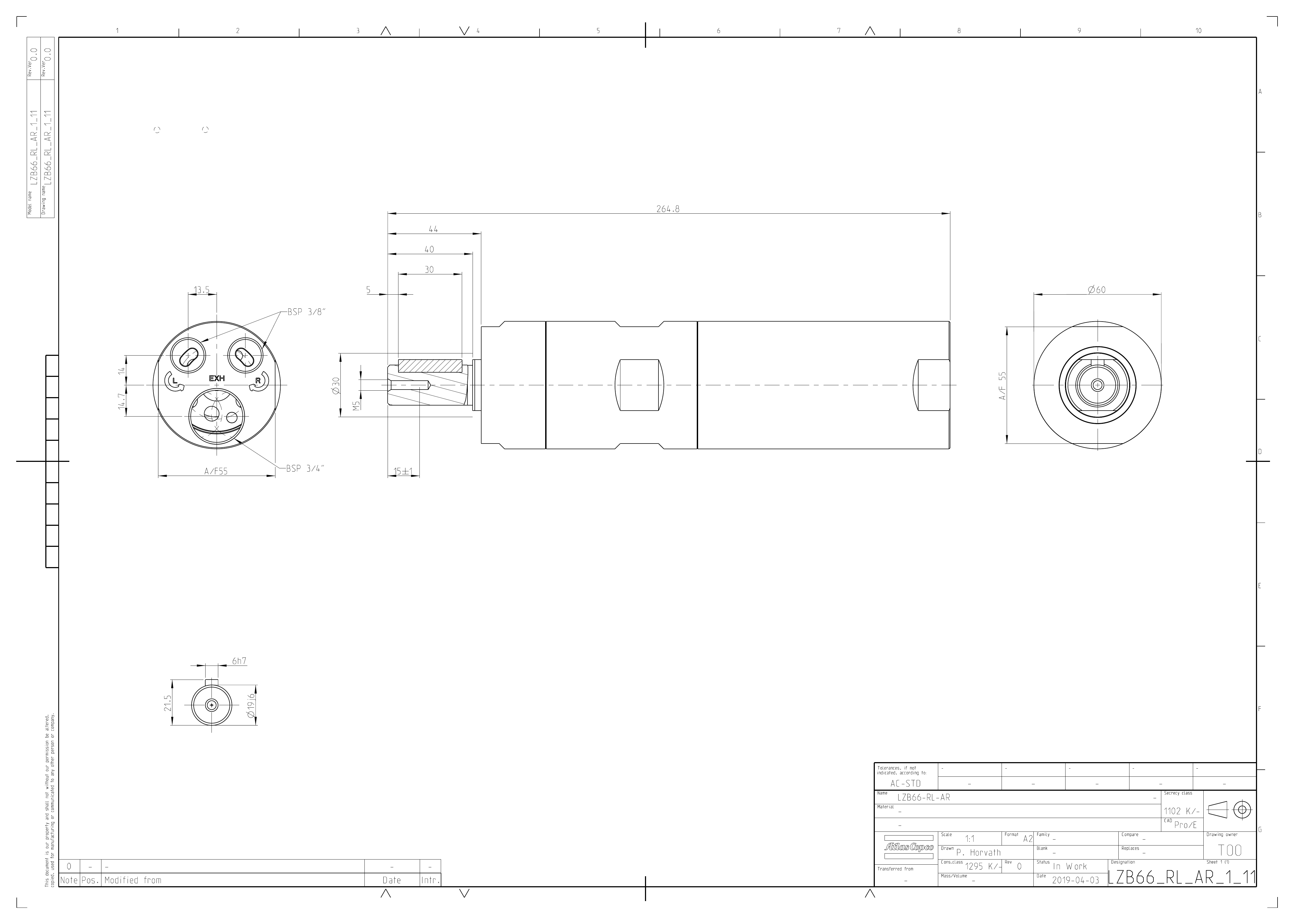 Atlas Copco LZB66-RL-AR004-11 dimensional drawing