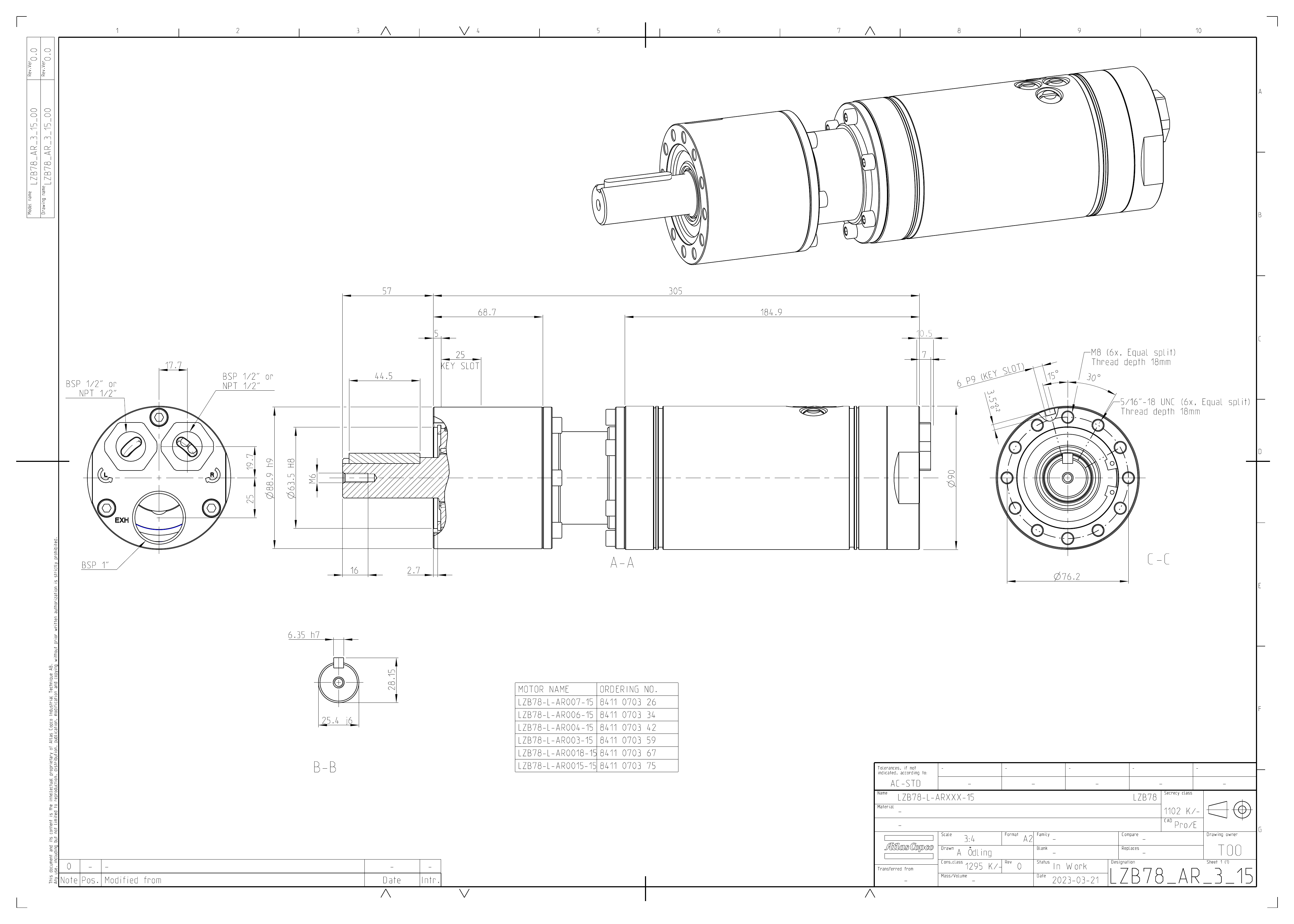 Atlas Copco LZB78-L-AR006-15 dimensional drawing