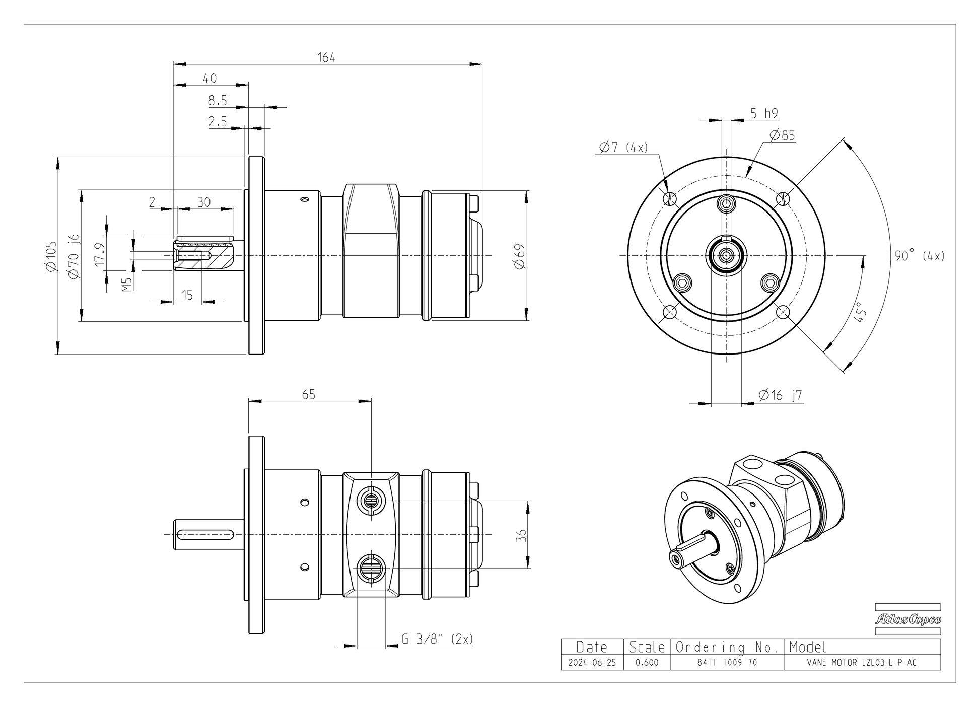 Atlas Copco LZL03-L-P-AC dimensional drawing