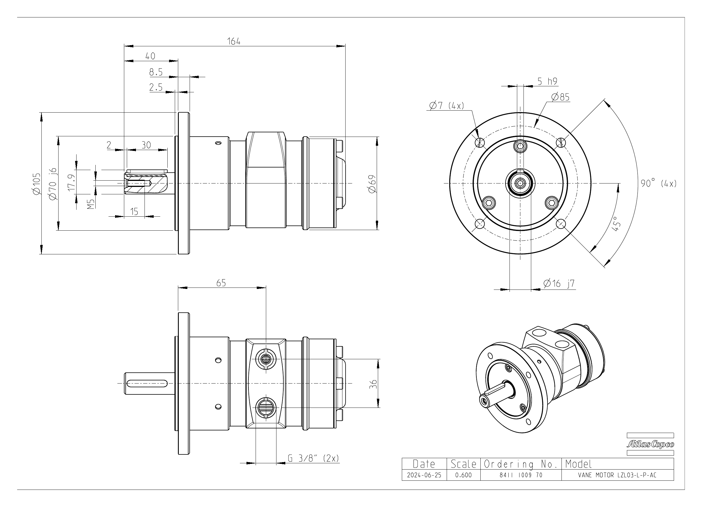 Atlas Copco LZL03-L-P-AC dimensional drawing