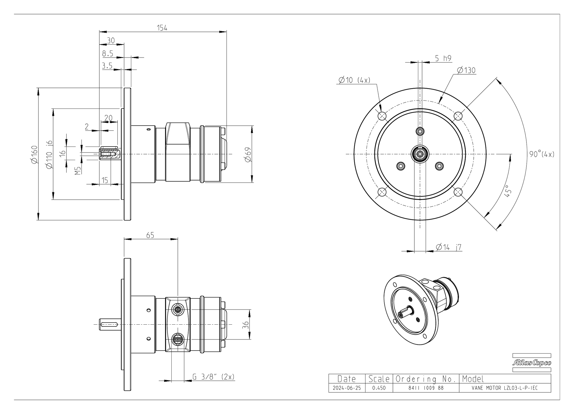 Atlas Copco LZL03-L-P-IEC dimensional drawing