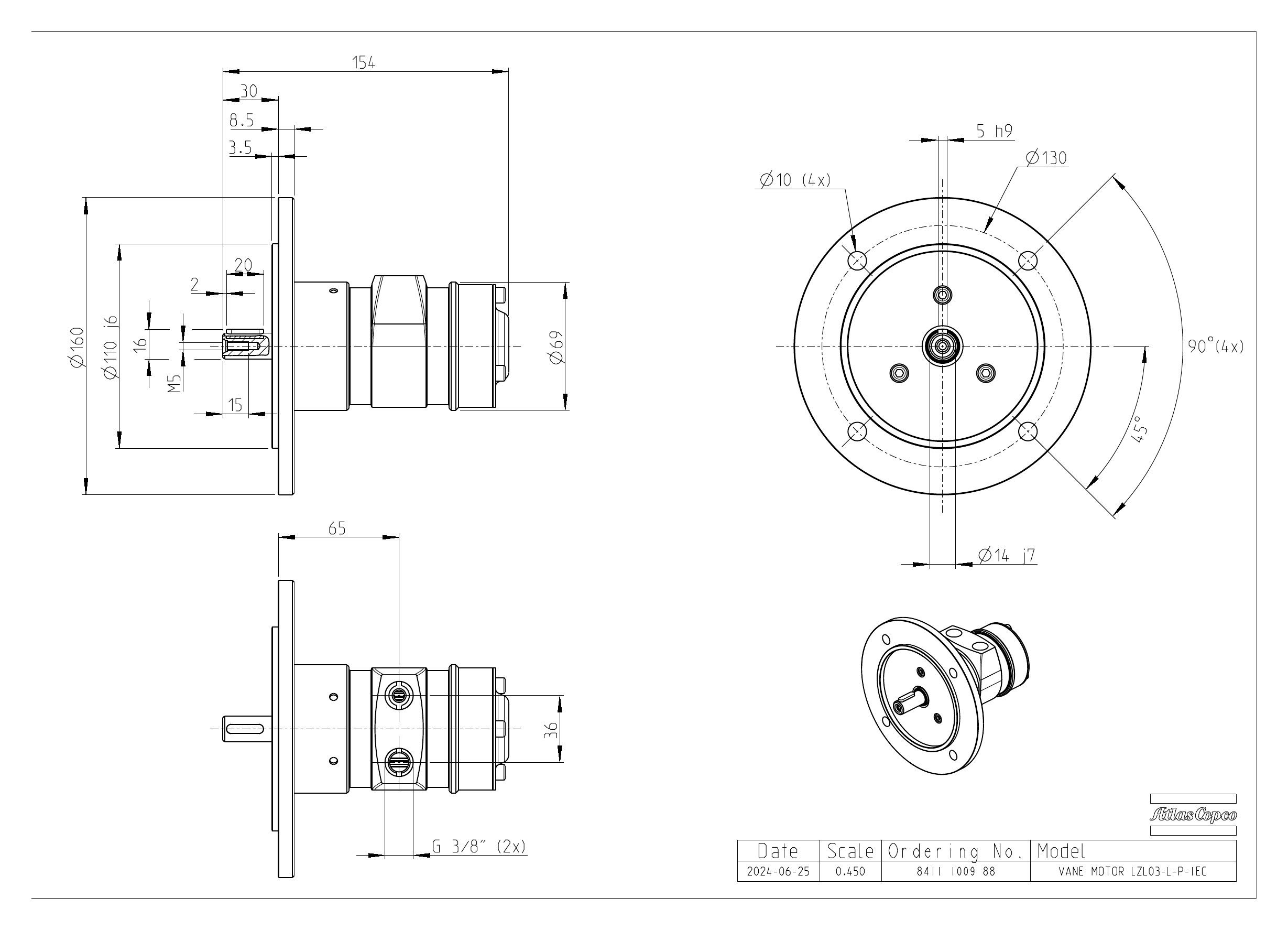 Atlas Copco LZL03-L-P-IEC dimensional drawing