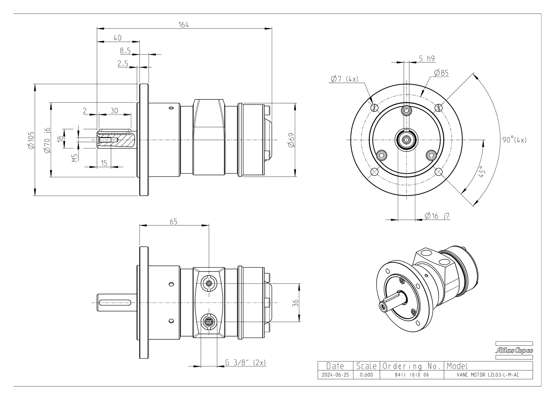 Atlas Copco LZL03-L-M-AC dimensional drawing