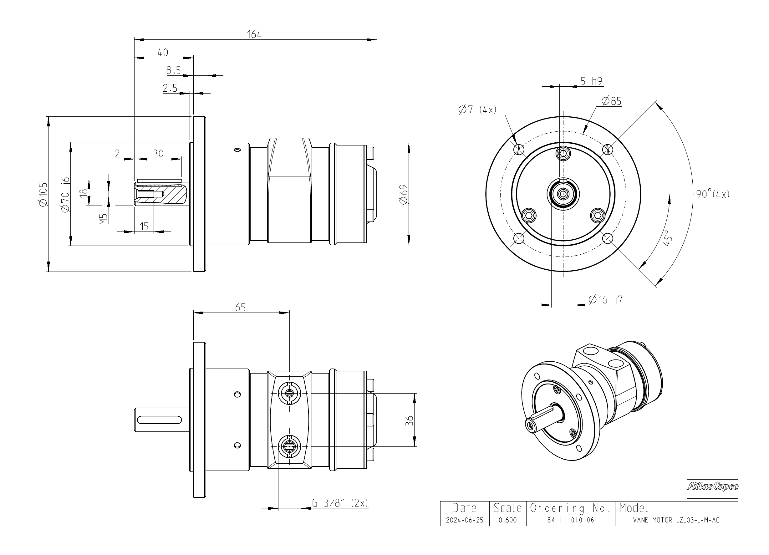 Atlas Copco LZL03-L-M-AC dimensional drawing