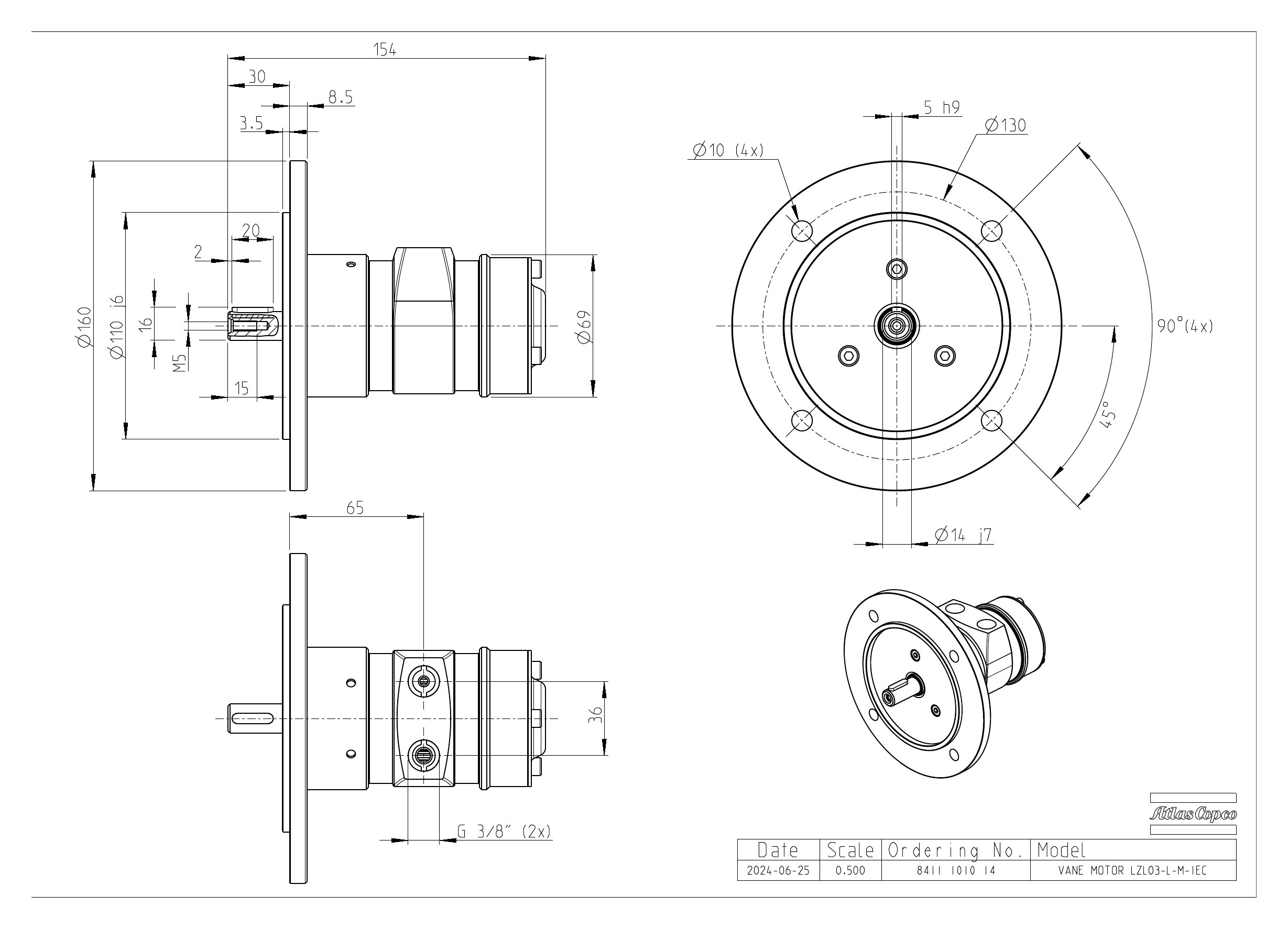Atlas Copco LZL03-L-M-IEC dimensional drawing