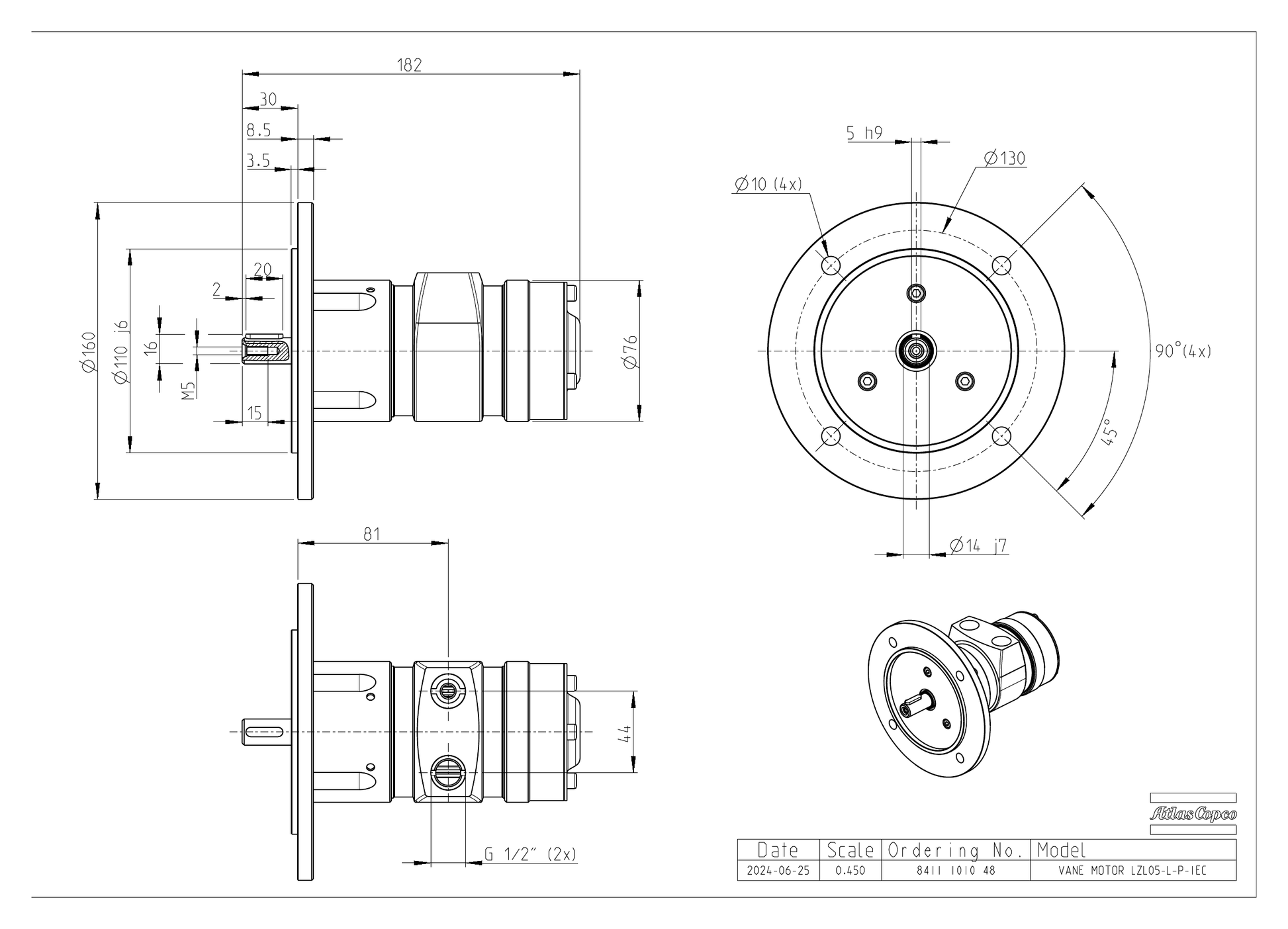 Atlas Copco LZL05-L-P-IEC dimensional drawing