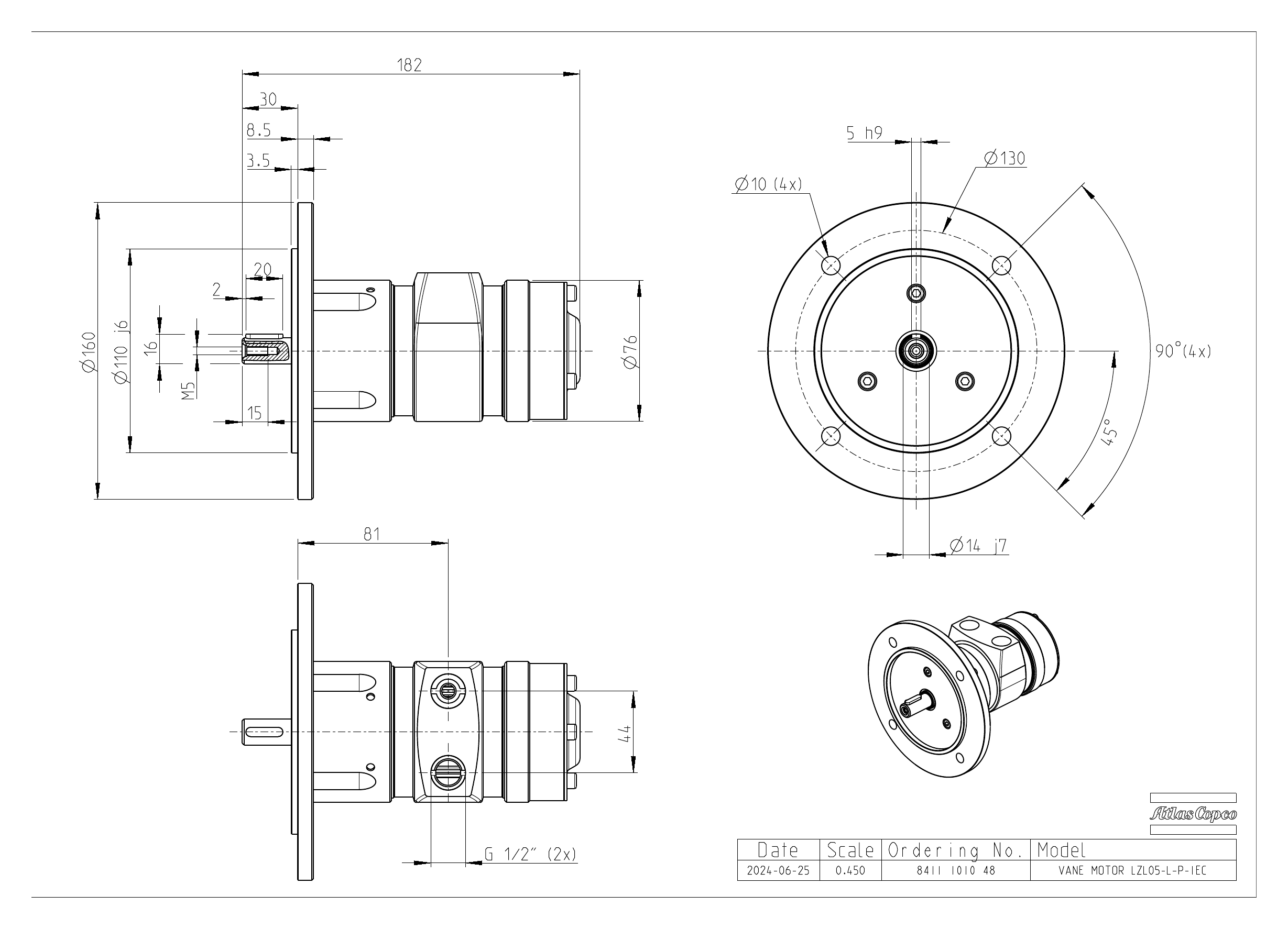 Atlas Copco LZL05-L-P-IEC dimensional drawing